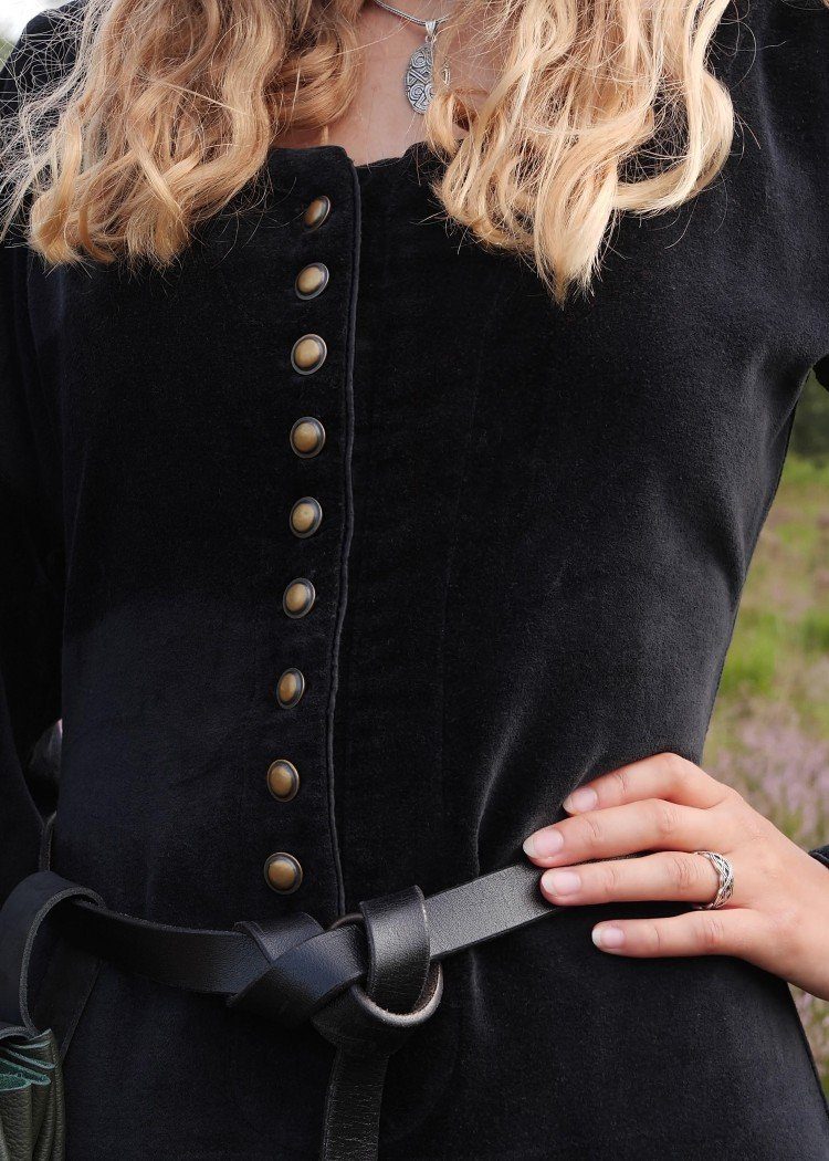 Battle Merchant Ritter-Kostüm Spätmittelalter-Kleid Isabell Samt Cotehardie Schwarz Größe XXL