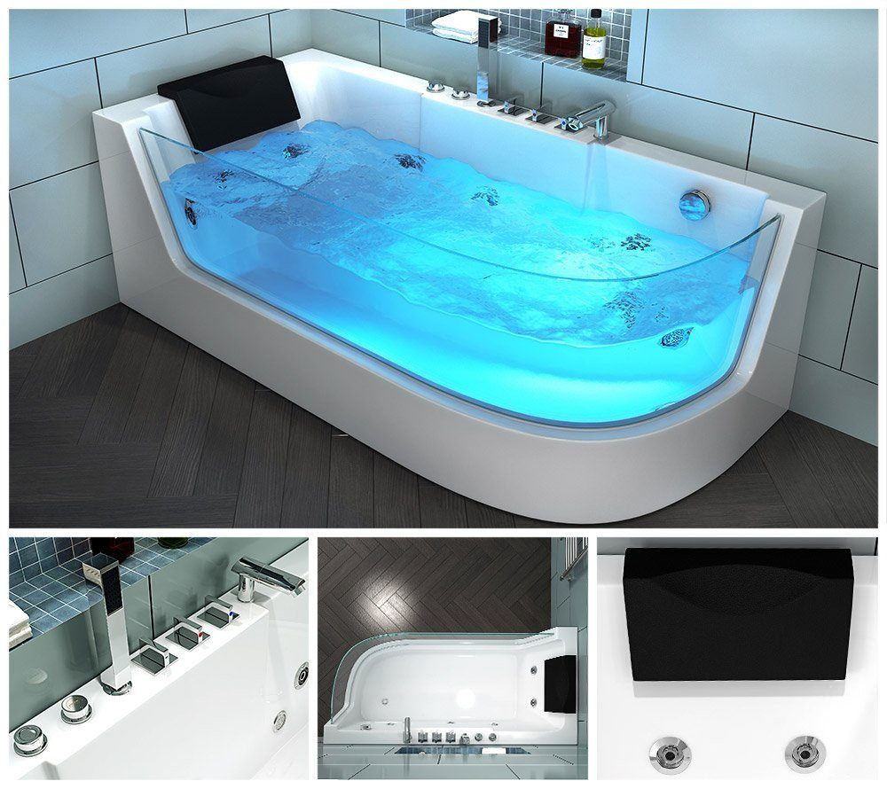 HOME DELUXE Badewanne Whirlpool CARICA, 70 x 80 cm -Ausrichtung wählbar, mit Lichttherapie, Badewanne – Bild 3 von 5