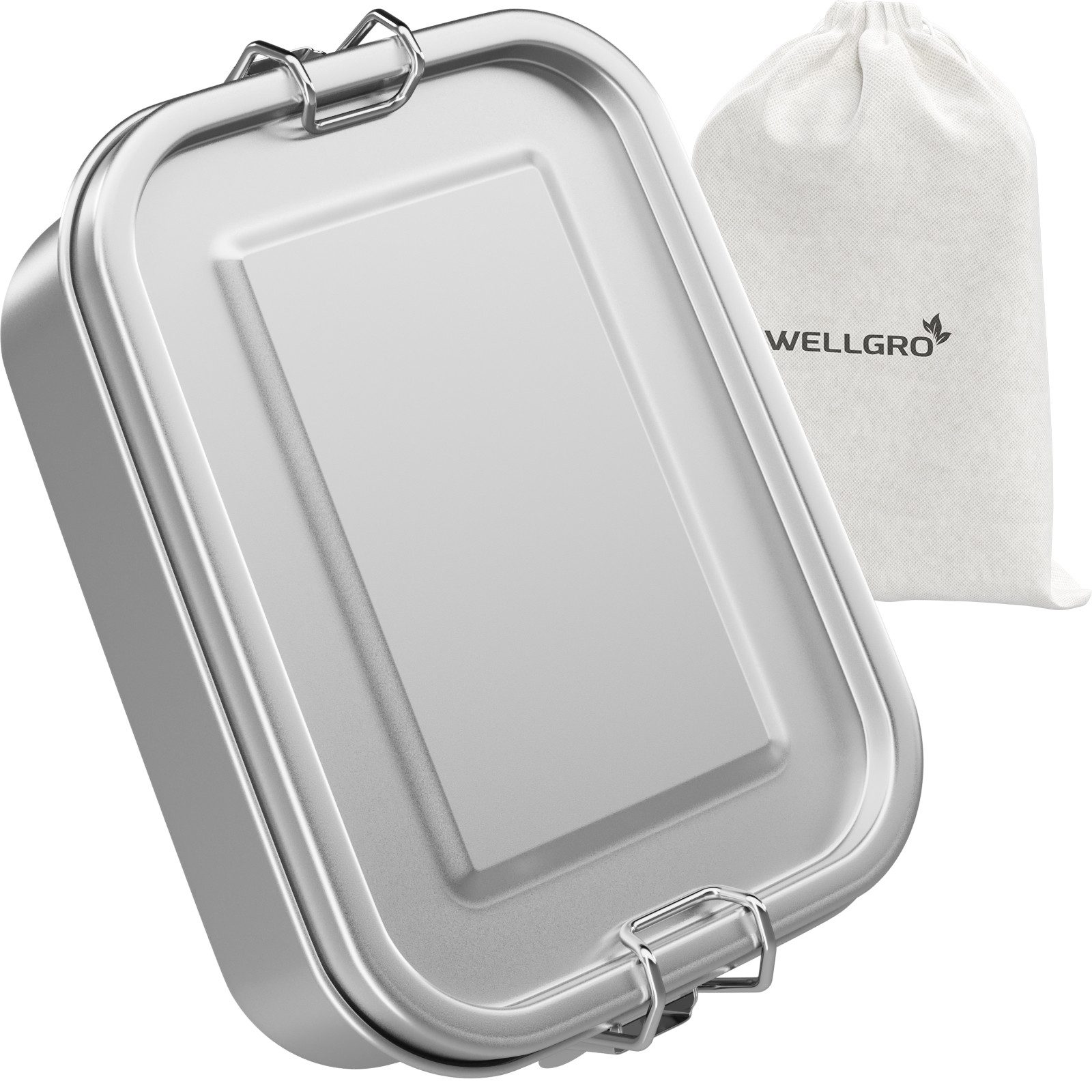 Wellgro Lunchbox Edelstahl Dosen eckig - 550ml 850ml 1400ml 2400ml