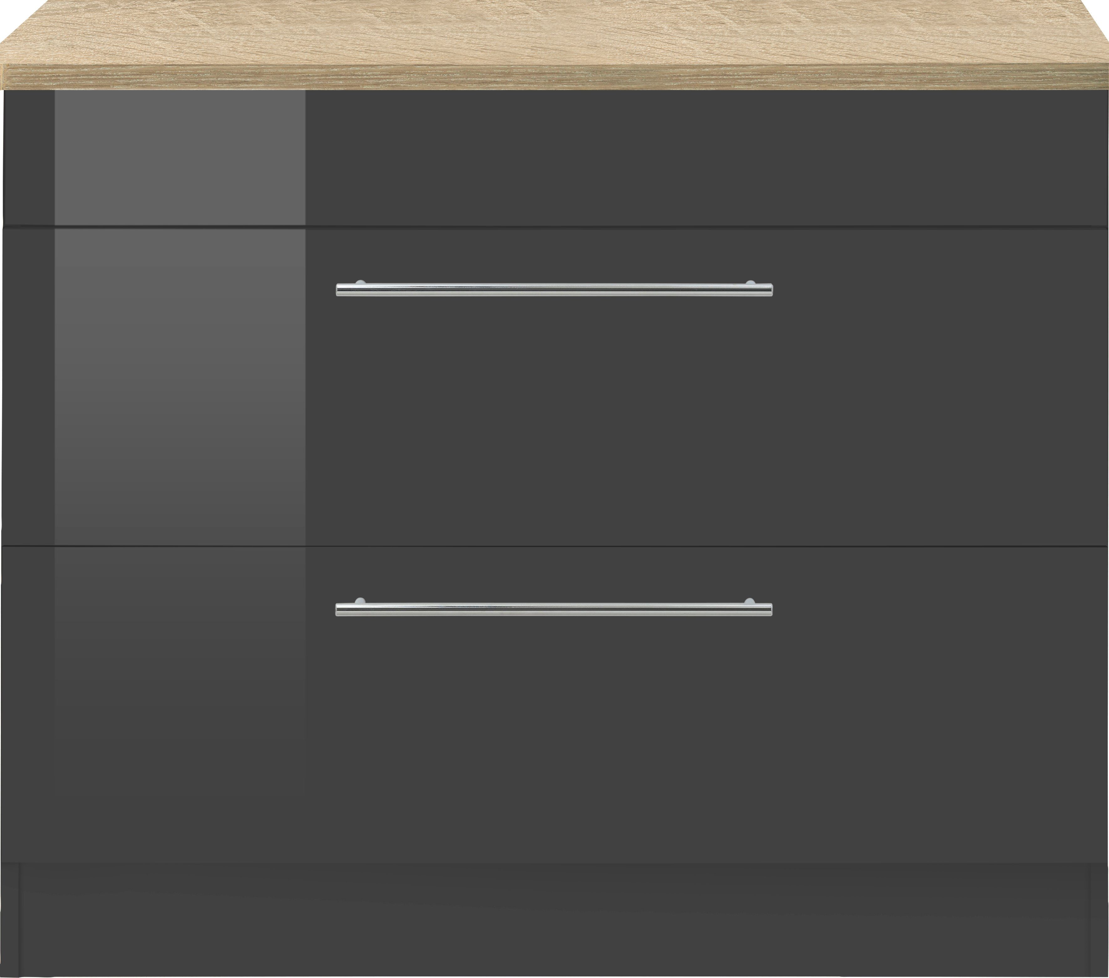 HELD grau als grafitgrau cm Hochglanz Wien auch nutzbar Unterschrank Kochfeldumbauschrank 100 MÖBEL breit, |