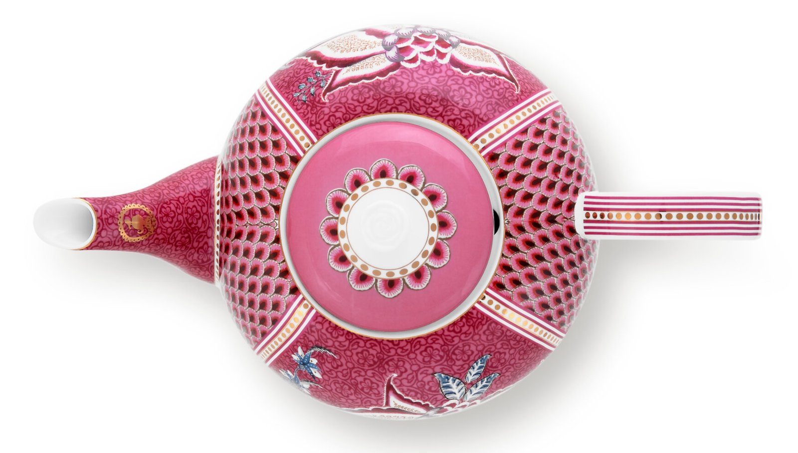 PiP Studio Teekanne Flower Festival Teekanne large dark pink 1,6 l, Tea Pot Large Flower Festival Dark Pink 1.6ltr