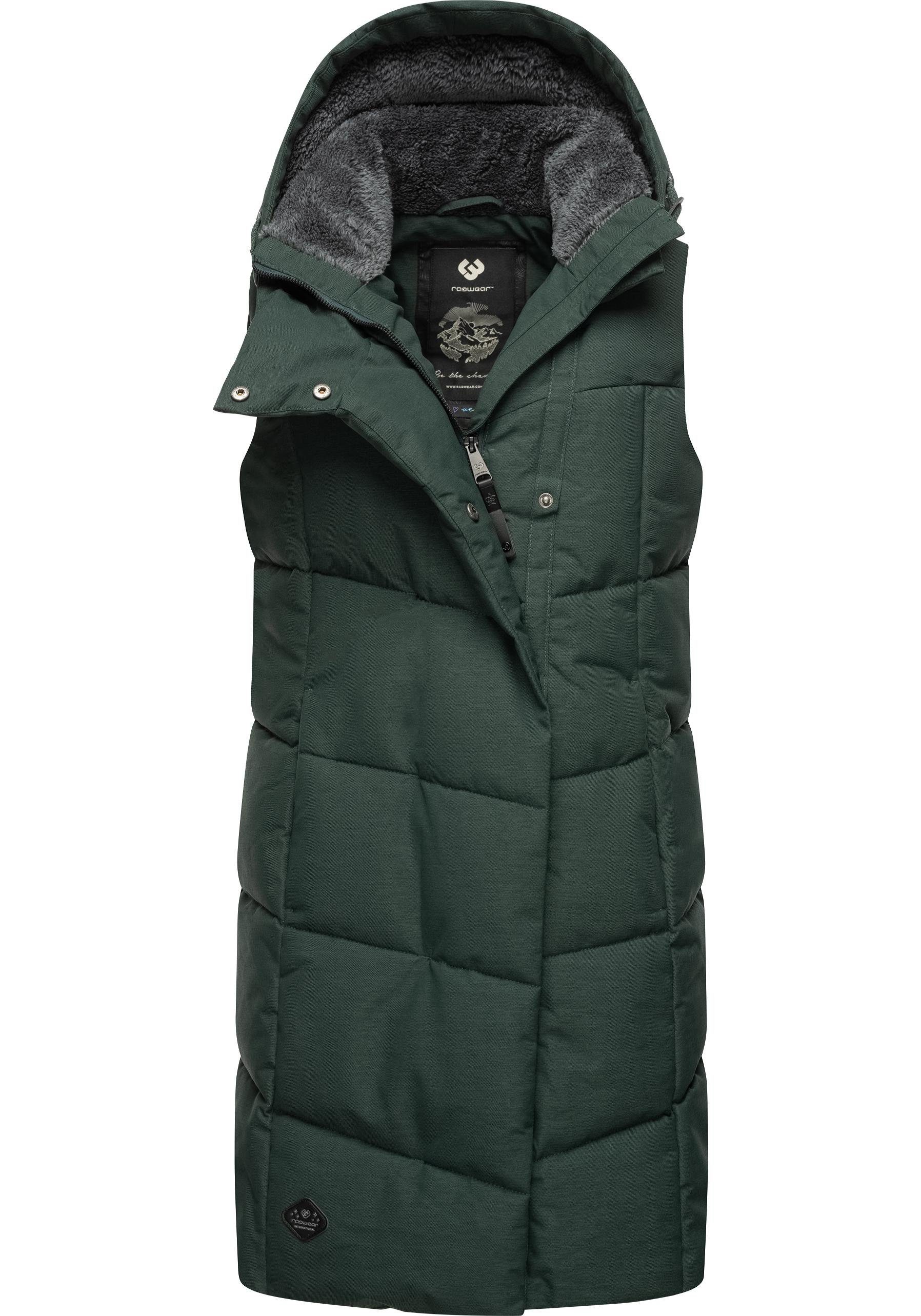 Ragwear Steppweste Pavla Vest stylische Winterweste mit Teddyfutter und Kapuze