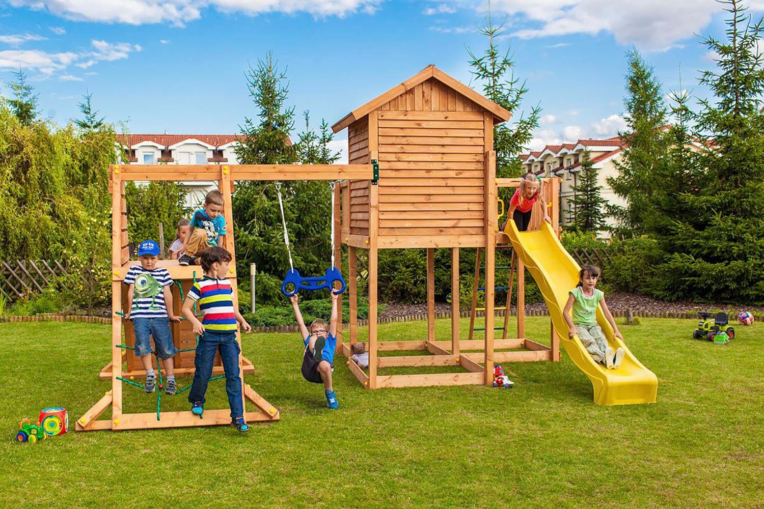 FUNGOO Spielturm My SIDE Spider+, mit Schaukel & Rutsche, Klettererweiterung
