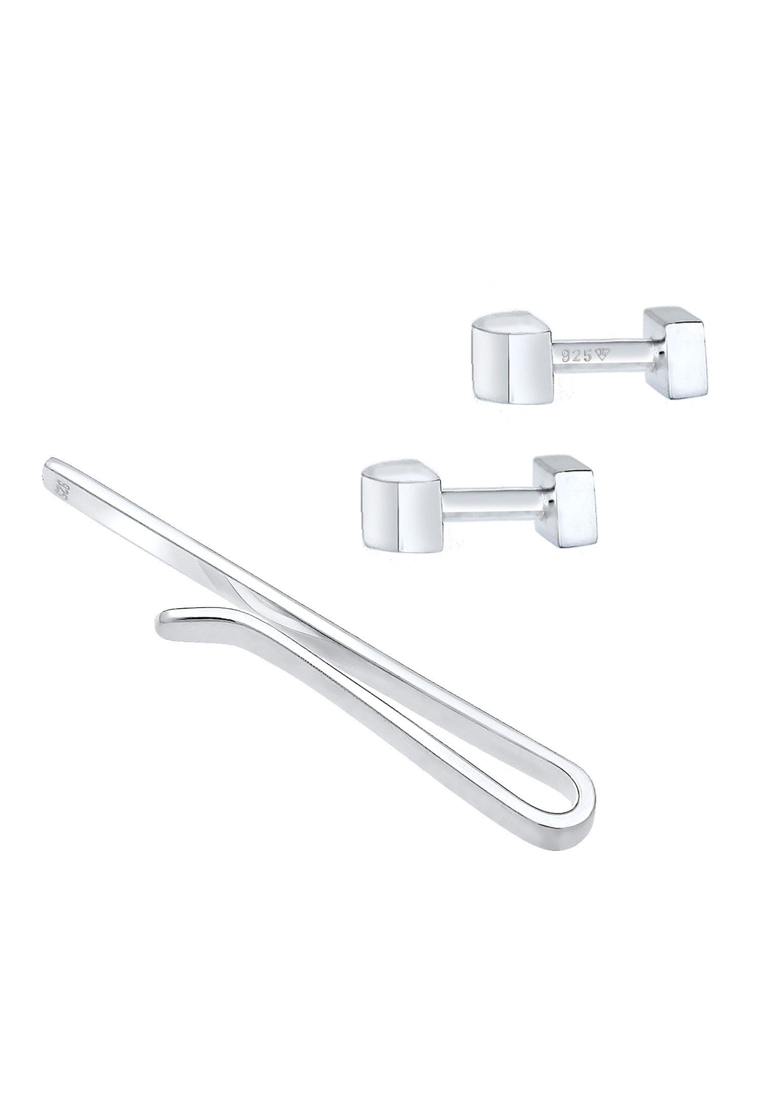 Kuzzoi Krawattennadel Set Krawattennadel Manschettenknöpfe Basic 925 Silber