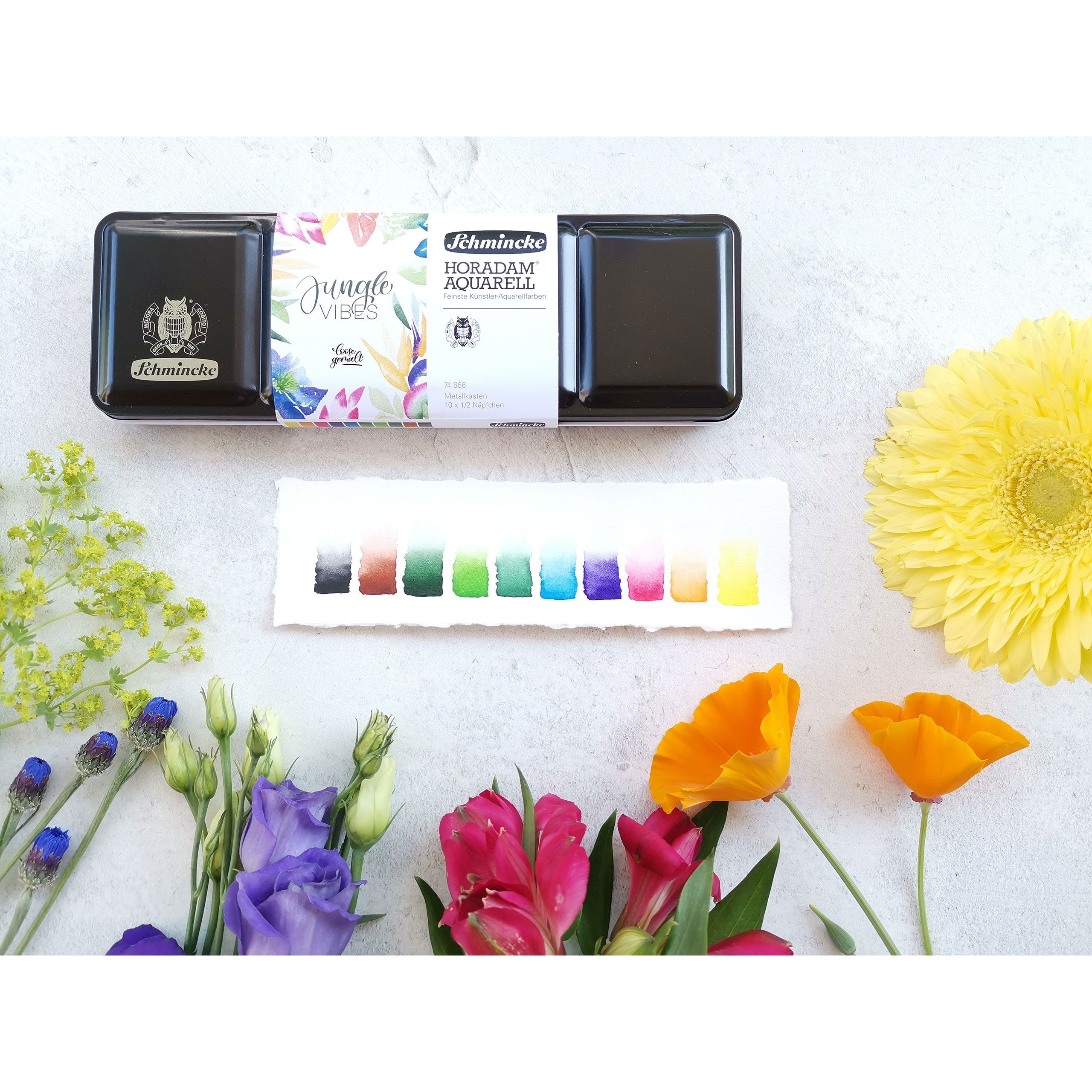Schmincke Aquarellfarbe Horadam - Jungle Vibes - Aquarellkasten 10 halbe Näpfchen 74 866 097