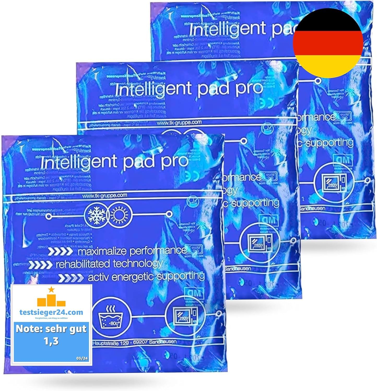 HaushaltO Kühlpad Kaltkompressen - Kühlpads Set, blau mit Kühlkissen, Set 3-tlg.