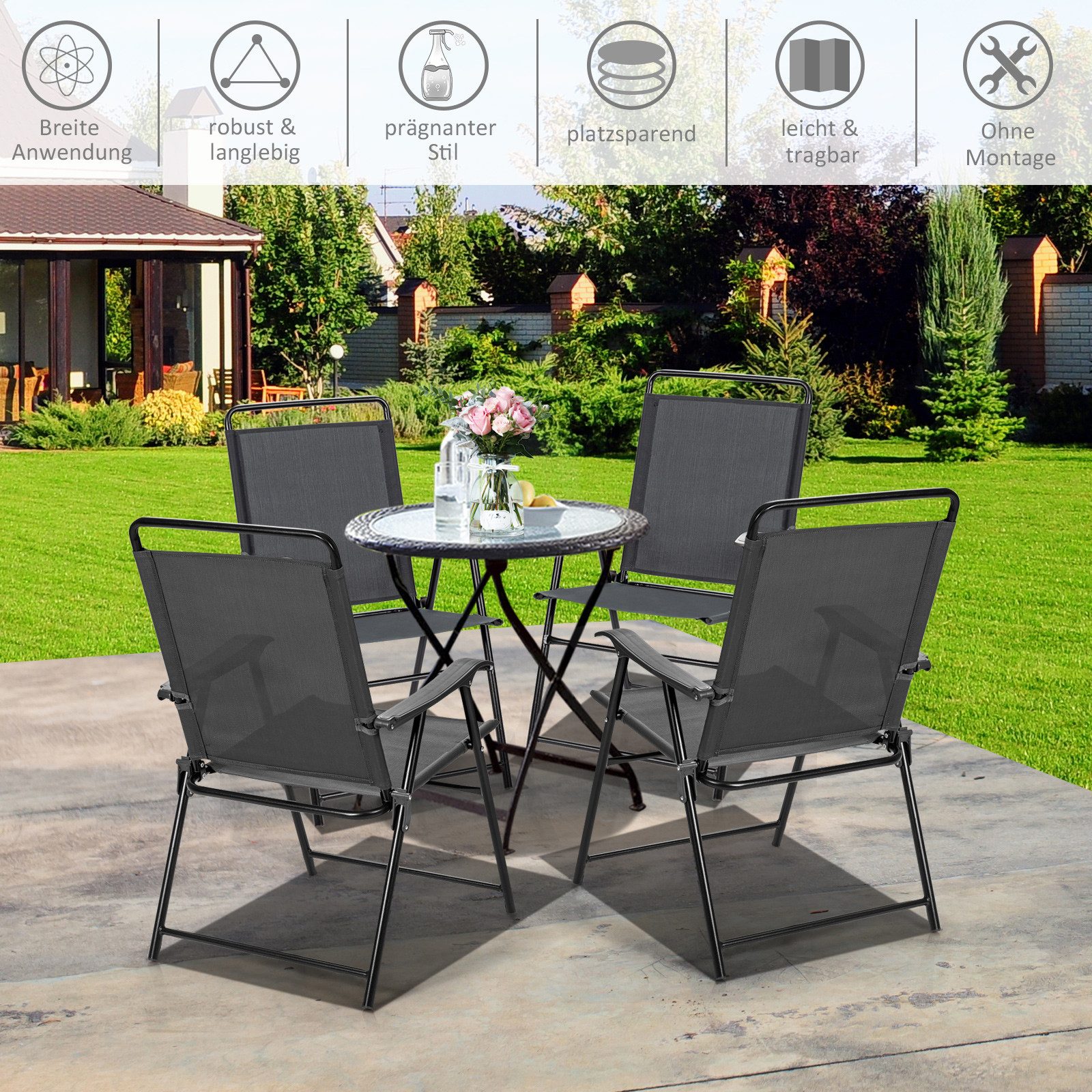COSTWAY Gartenstuhl (4 St), hochlehner, bis günstig online kaufen