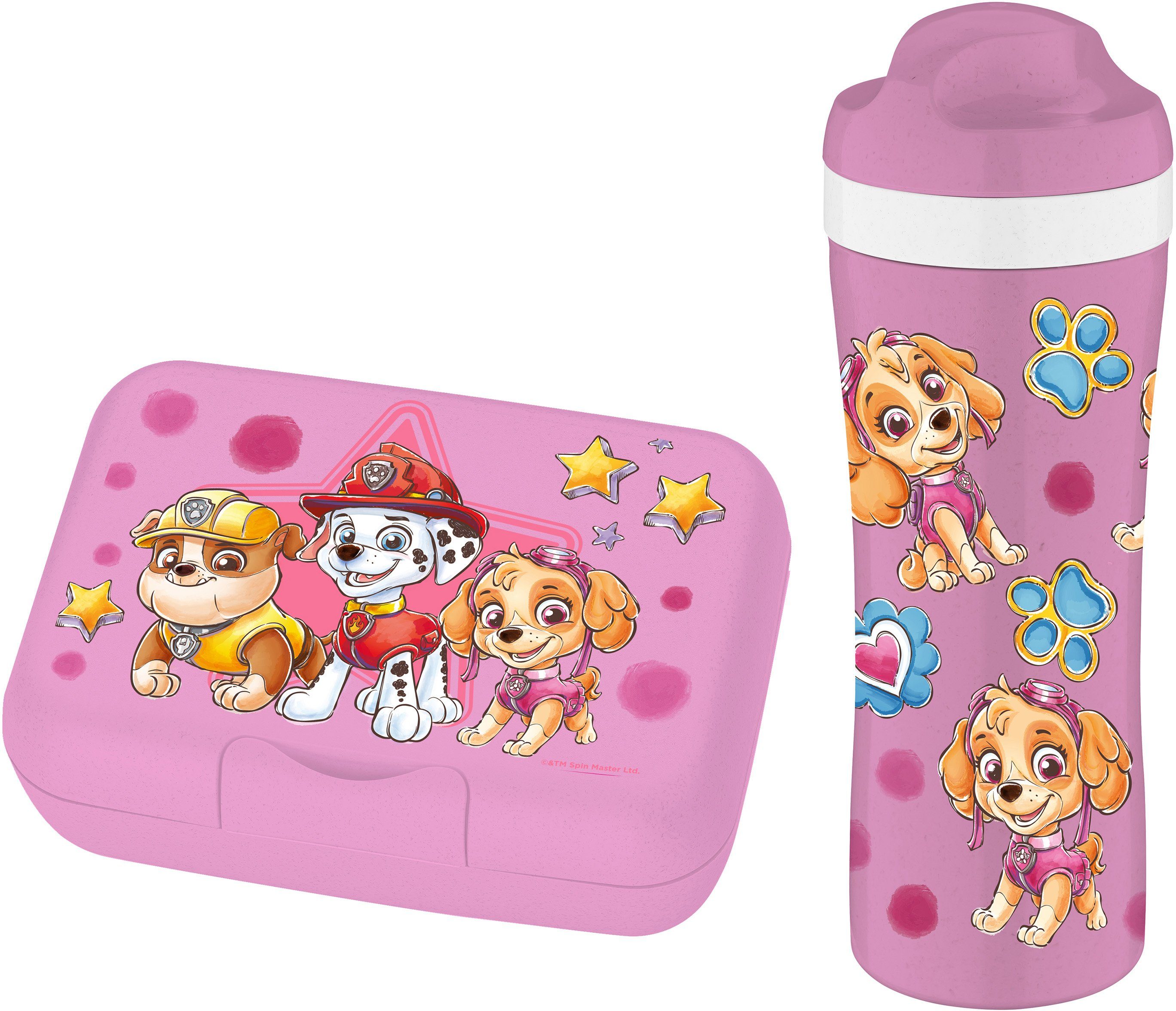 KOZIOL Trinkflasche CANDY produziert 425 OASE rosa PAW PATROL,100%recycelbar,CO² neutral ml,+Lunchbox PAW PATROL, L