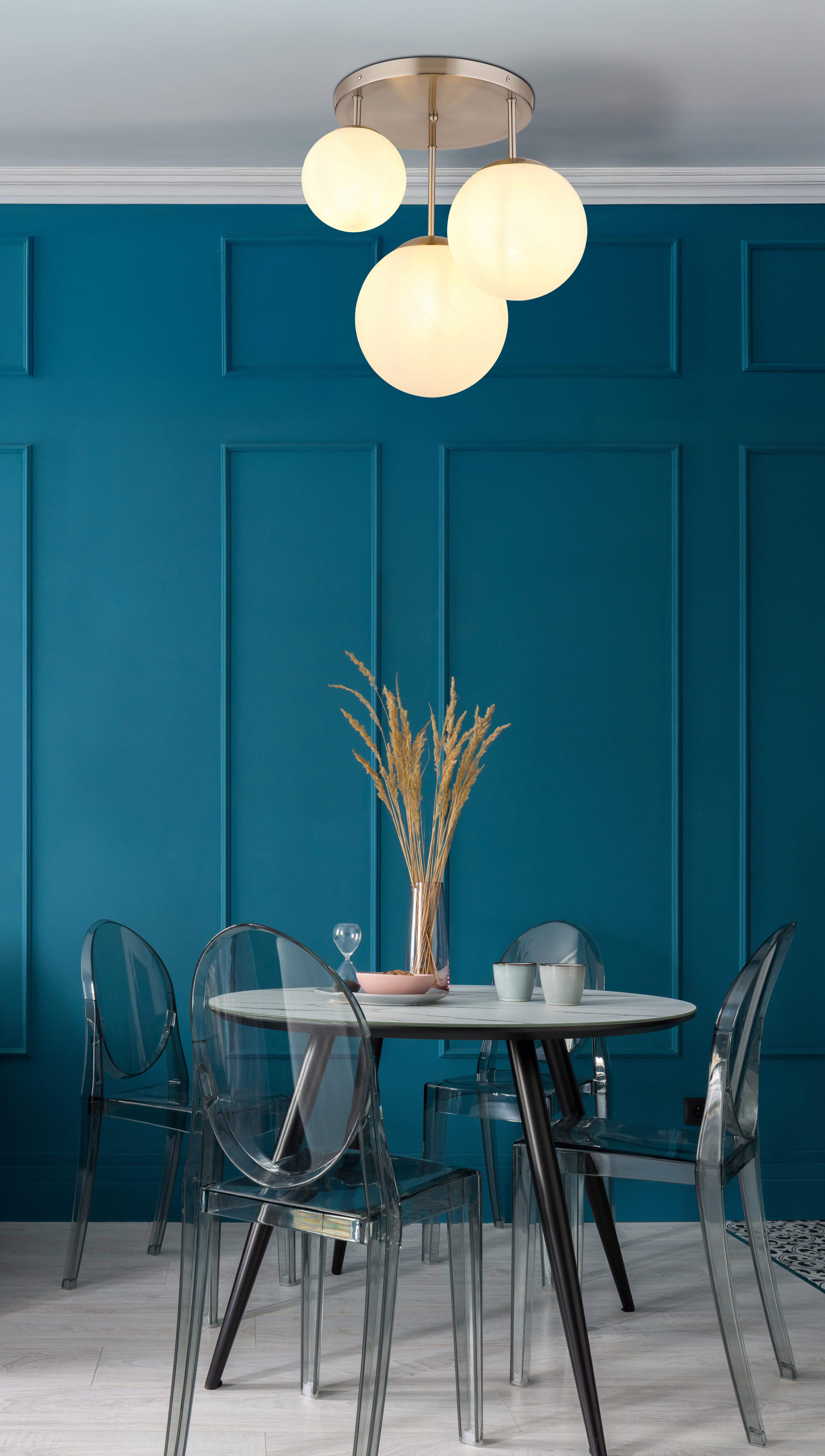 NOWA Deckenleuchte KOP, ohne Leuchtmittel, Deckenlampe, Glaskugel opal, alabaster Optik, Wohnzimmer, Esszimmer