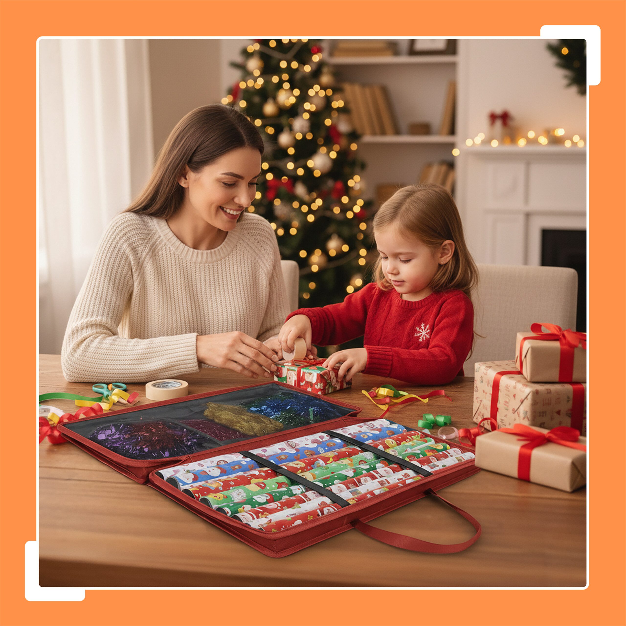 relaxdays Aufbewahrungsbox Geschenkpapier Aufbewahrung, rot günstig online kaufen