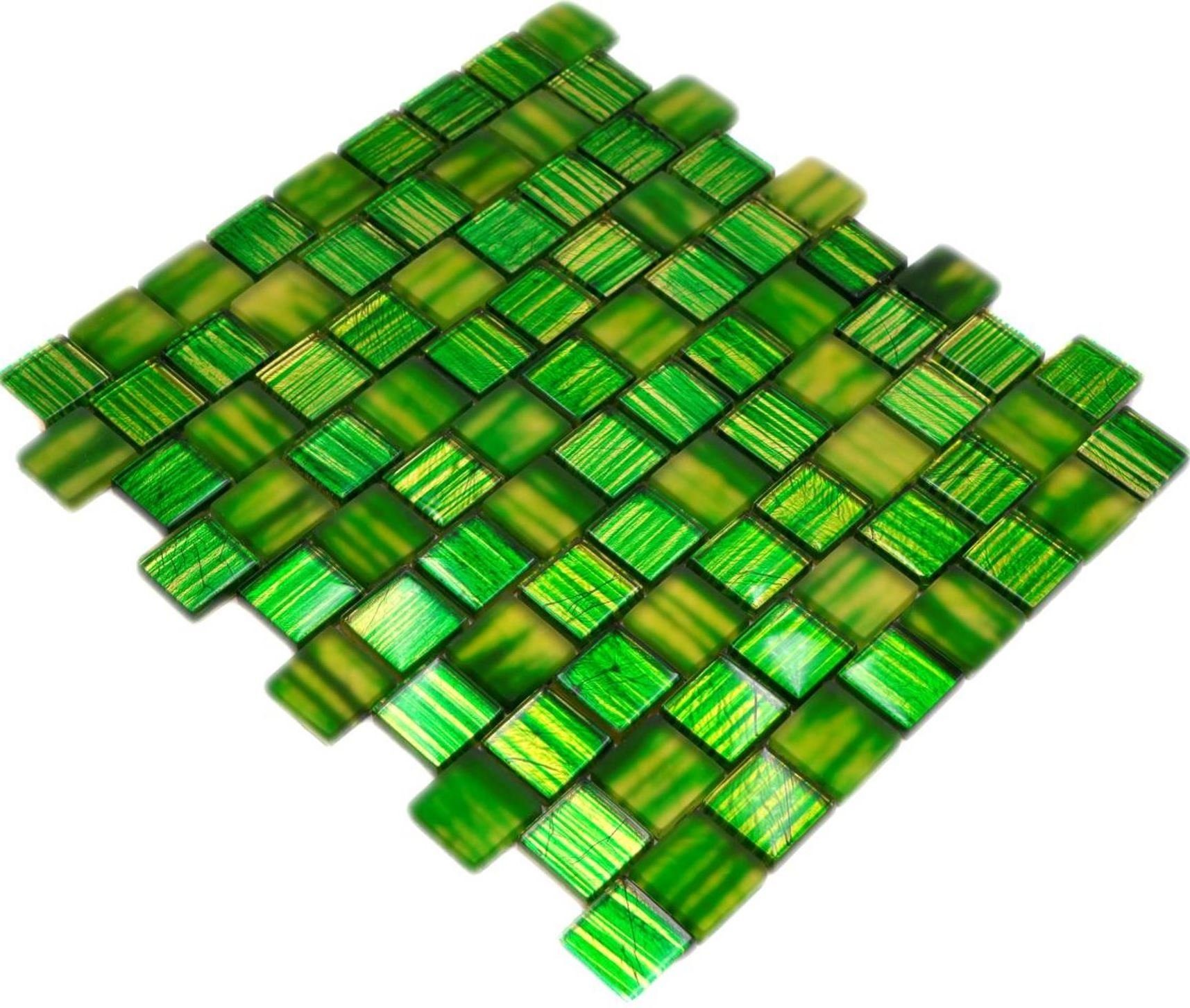 Mosani Mosaikfliesen Mosaik Fliese grün Transluzent Milchglas klar Glasmosaik Crystal matt
