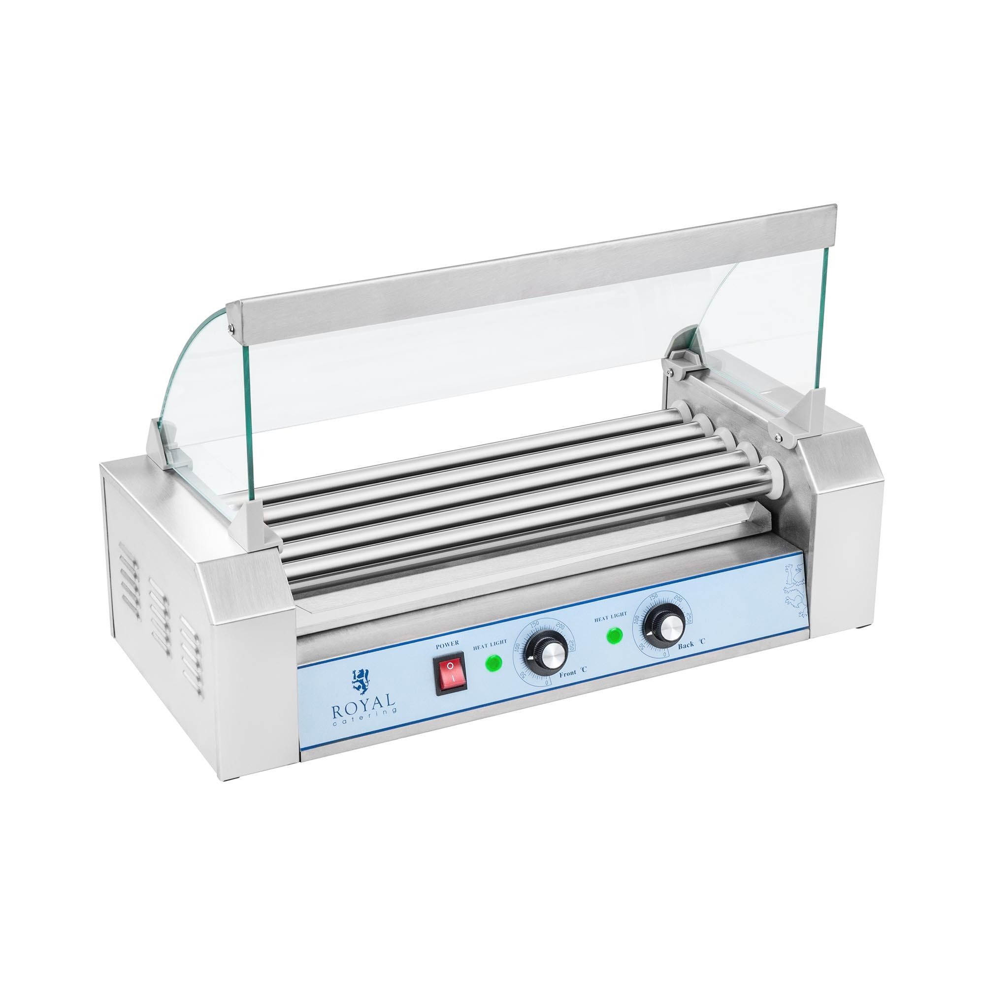Royal Catering Elektrogrill Hot Dog Maker 8 Würstchen Gerät Edelstahl 5 Rollen Hotdog Grill 1000 W, 850 W, verschiedene Größen