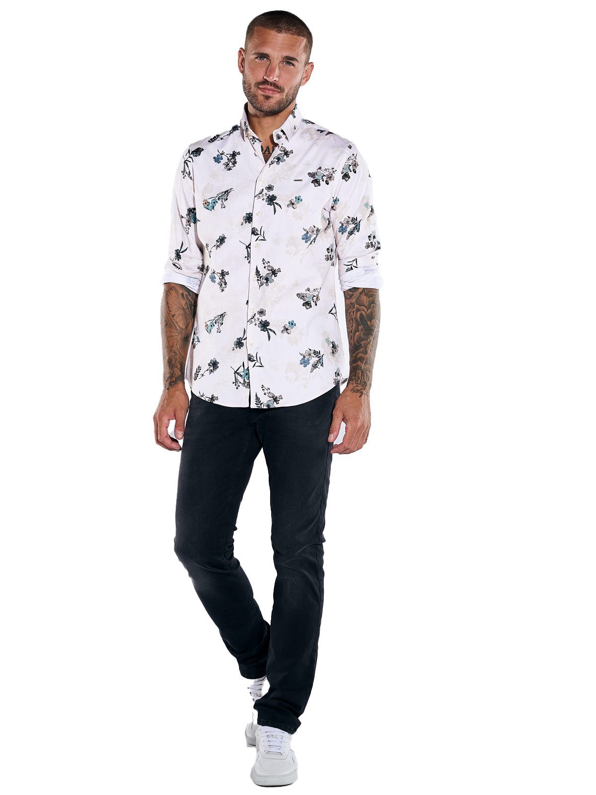 emilio adani Langarmhemd Herren Langarm-Hemd gemustert, Beige