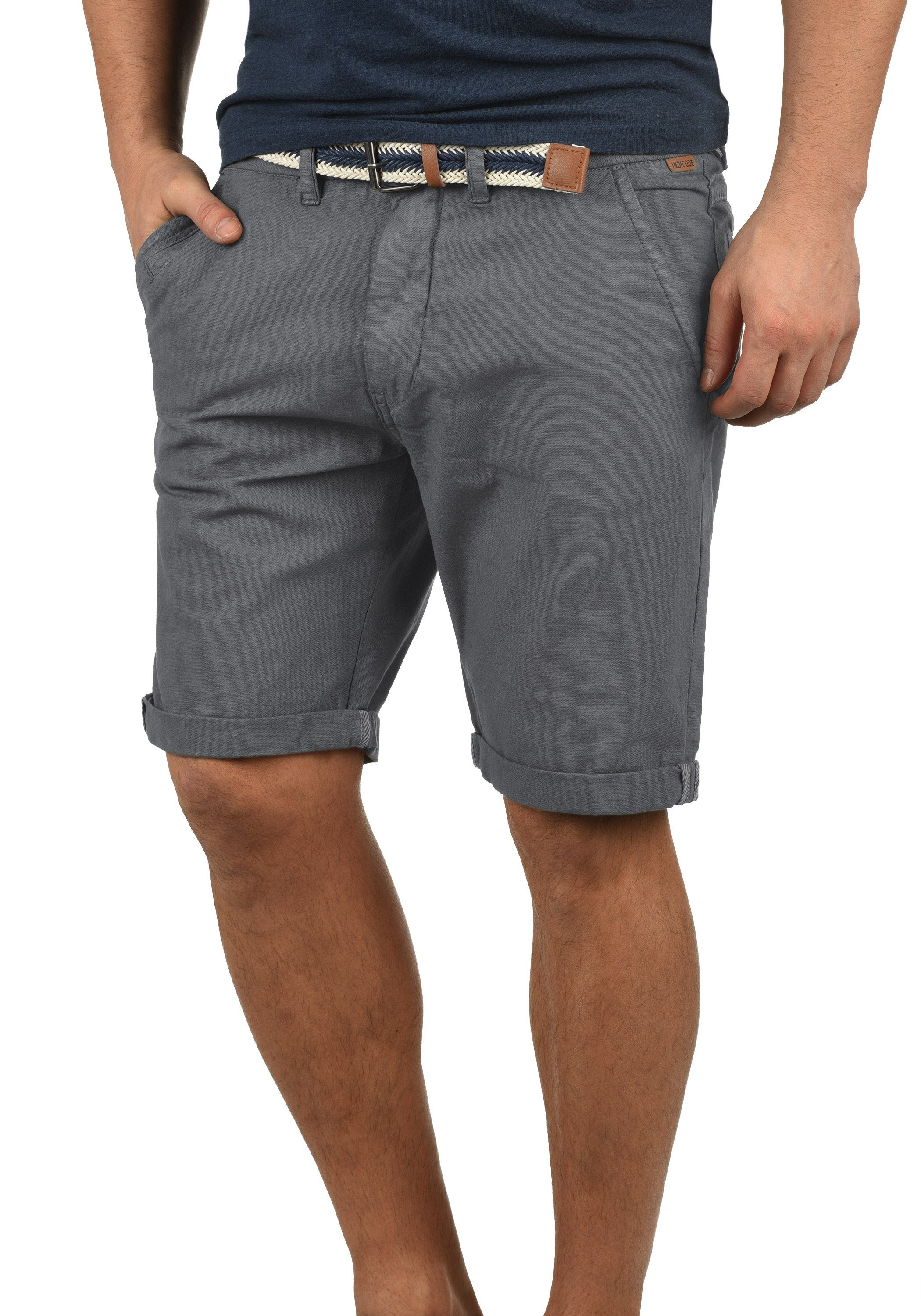 Indicode Chinoshorts IDMews - Shorts - 70193MM kurze Hose mit Gürtel Grey (905)