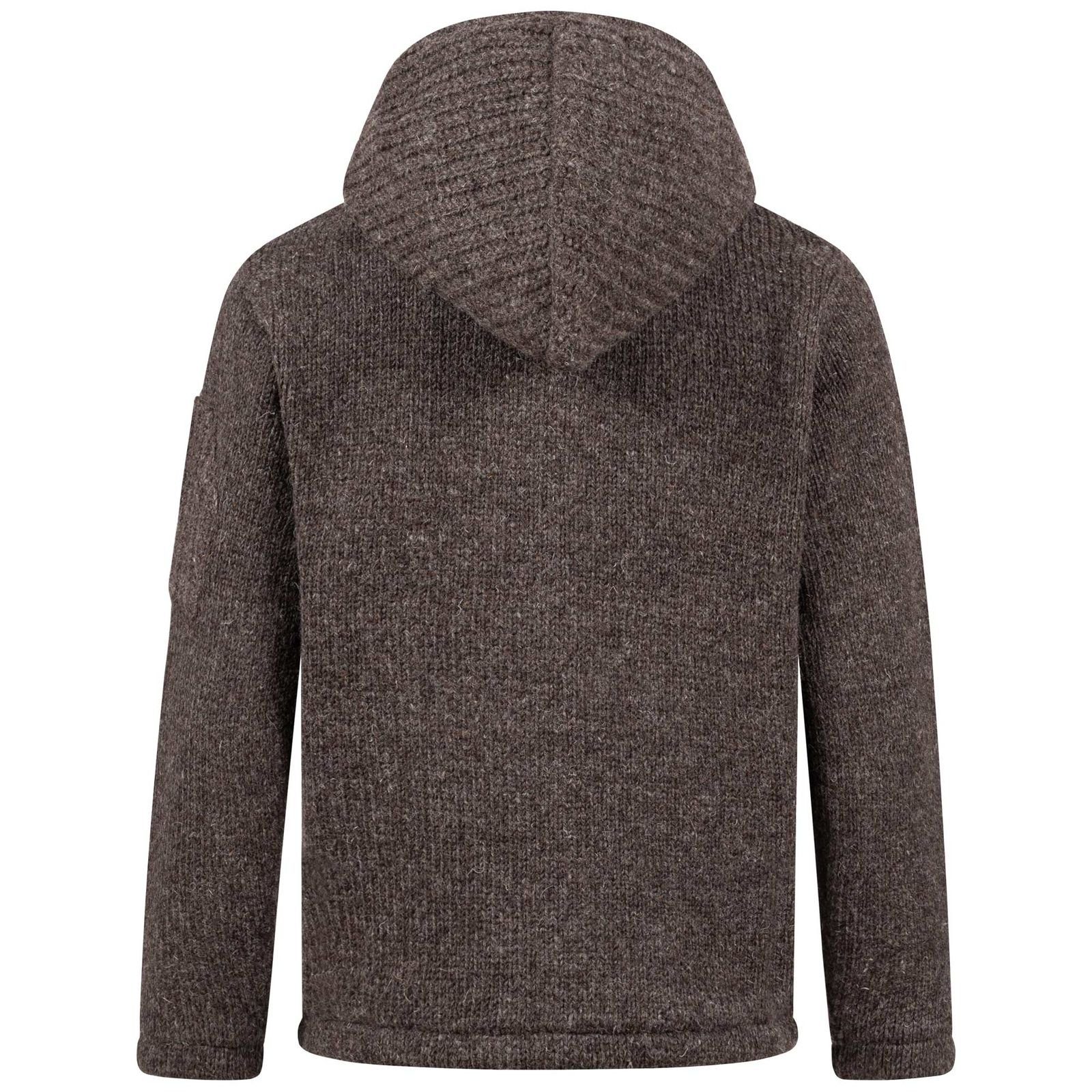 KUNST UND MAGIE Strickjacke Herren Strickjacke Schurwolle Klassich Nordisch +Kapuze