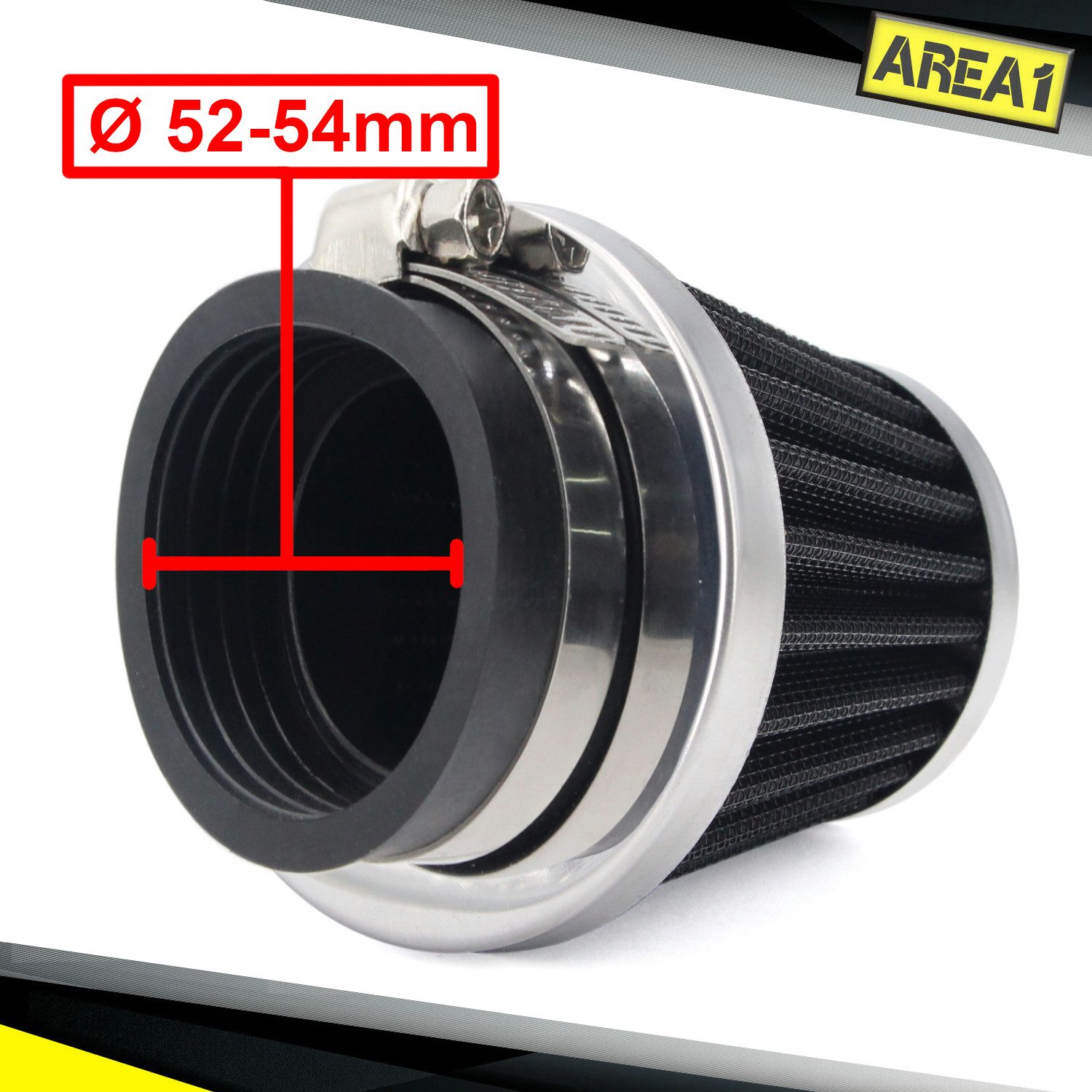 Area1 Luftfilter Universal Tuning Sport Luftfilter Filter, Anschluss 51 52 53 54 mm
