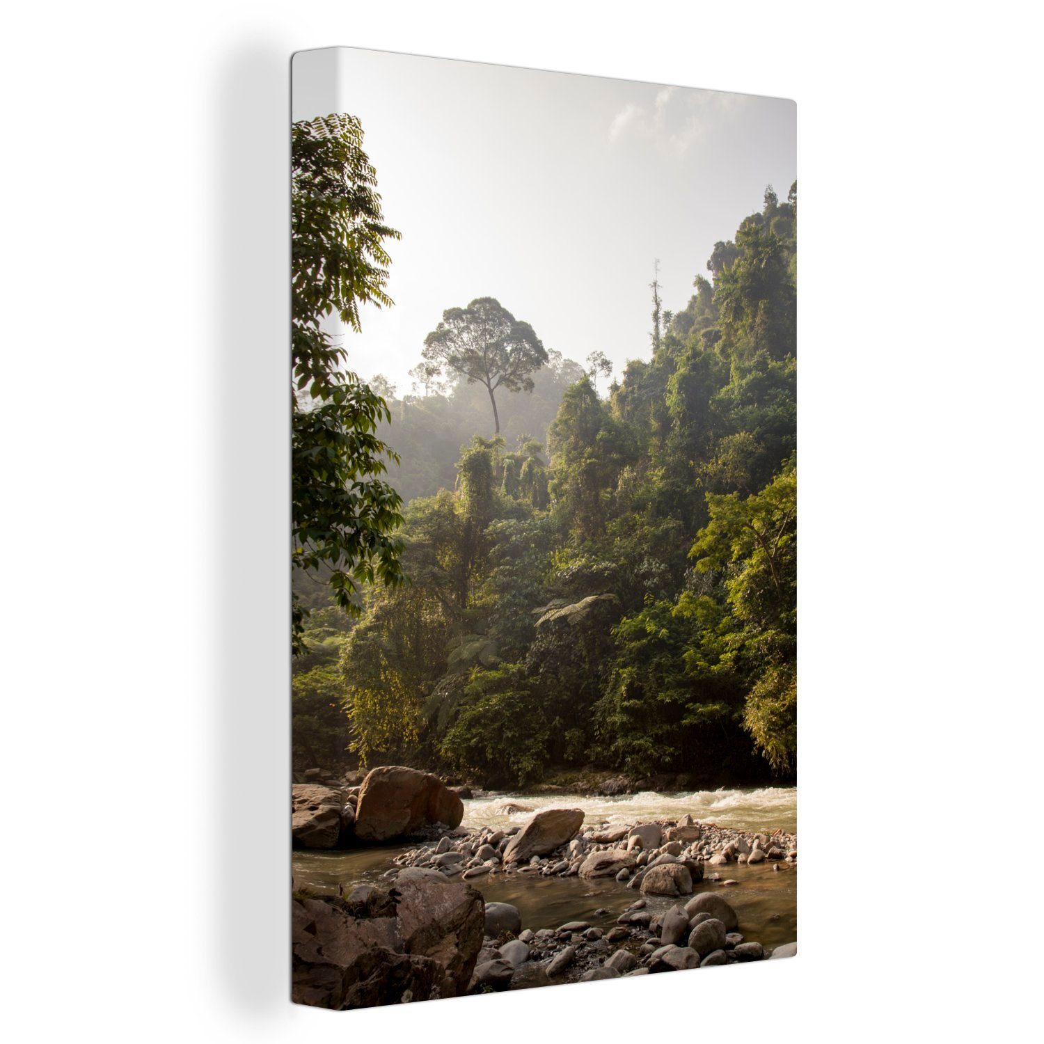 OneMillionCanvasses® Leinwandbild Der asiatische Fluss Bahoro in der Nähe von Nord-Sumatra in Indonesien, (1 St), Leinwandbild fertig bespannt inkl. Zackenaufhänger, Gemälde, 20x30 cm