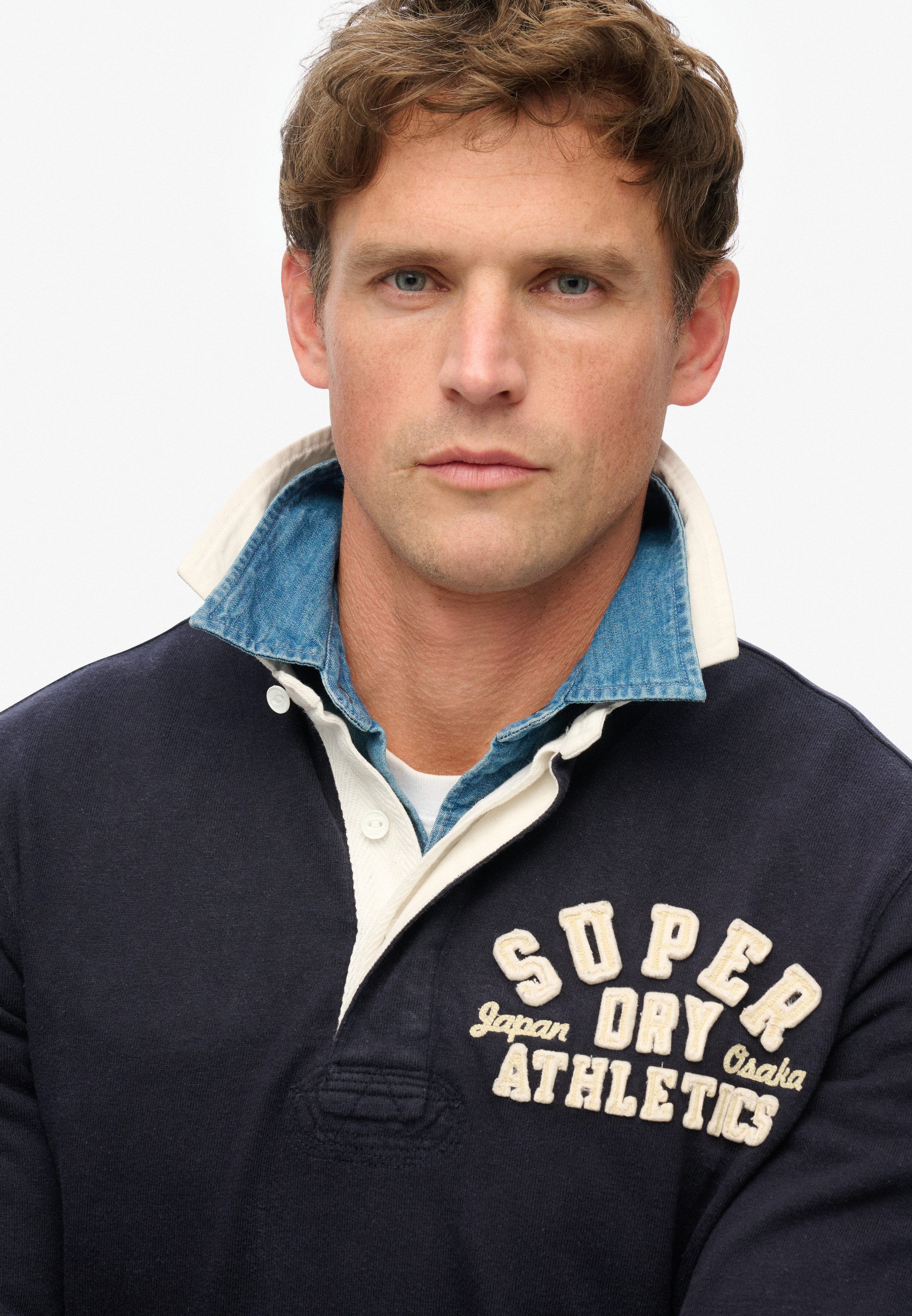 Superdry Langarmshirt VINTAGE ATHLETIC RUGBY Baumwolle, relaxed fit