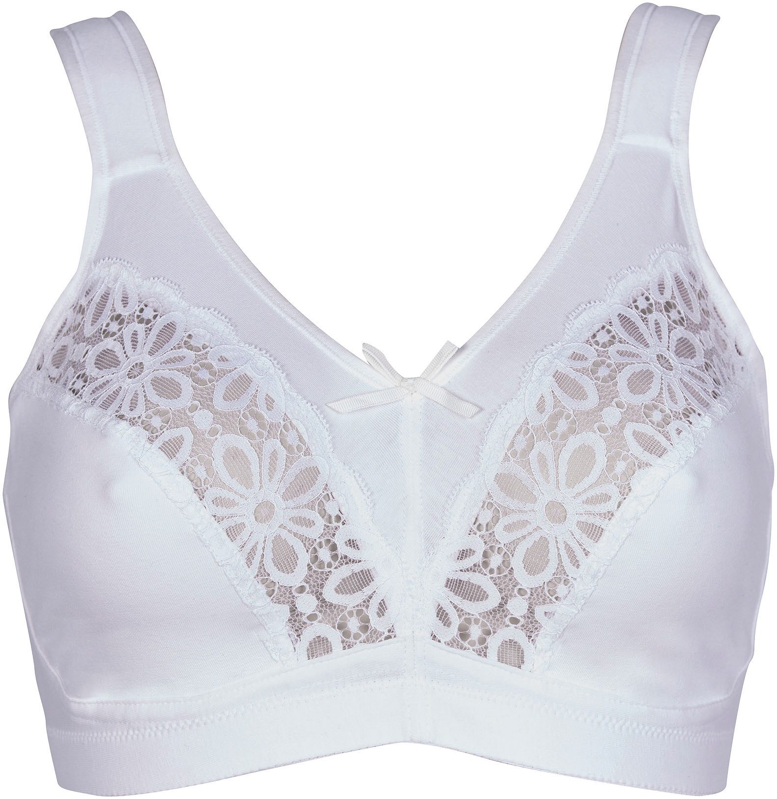 Elbrina Bügelloser BH (1-tlg) mit Spitze, mit Schleife, breite Träger, ohne Bügel, Baumwollmix – Bild 2 von 5