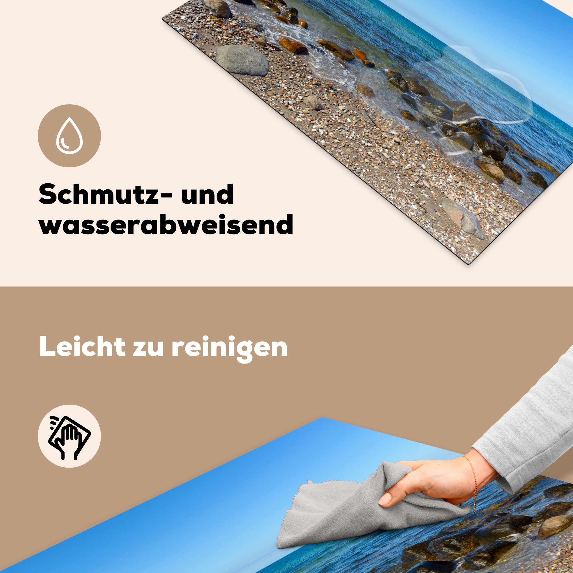 cm, Vinyl, für - Strand Ceranfeldabdeckung - Schutz Ostsee Induktionskochfeld (1 Steine, MuchoWow küche, die Herdblende-/Abdeckplatte 81x52 tlg),