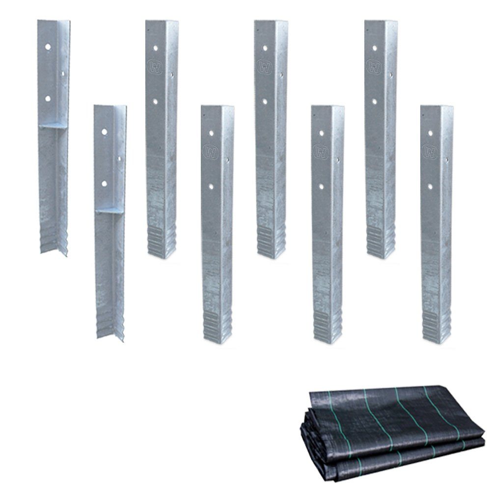 Wickey Spielturm-Erweiterung VERSCHIEDENE Zubehörpakete – SolidLock Winkelanker & Vlies, (KOMPLETTSET: SolidLock Ankersets + Unkrautschutzvlies, 8 St., Grundlage für 10 Jahre Garantie von Wickey), Original-Anker für Wickey Spielgeräte aus verzinktem Stahl