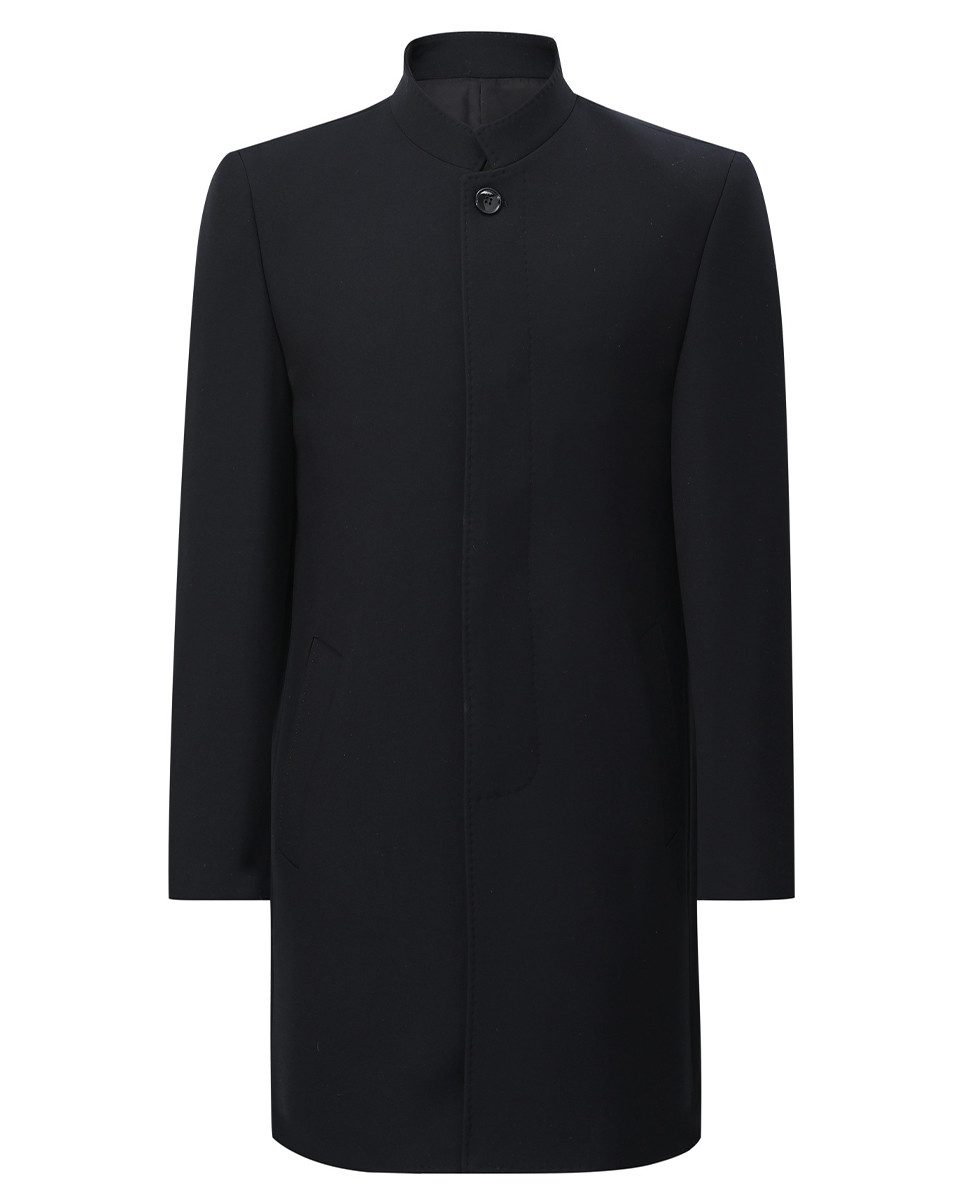 Allthemen Herren Business Trenchcoat mit Stehkragen Schlanke Passform