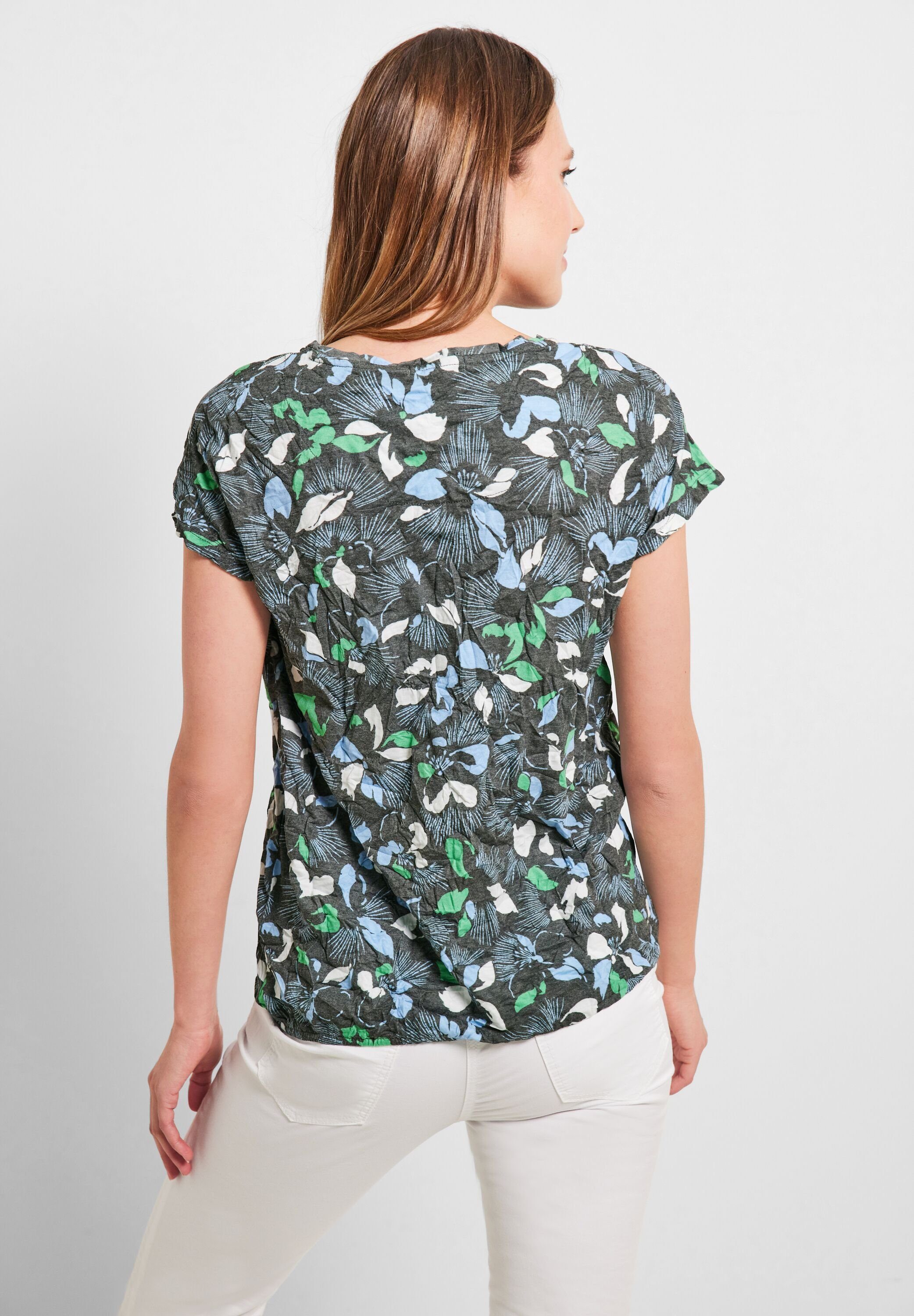 Cecil easy Print-Shirt softem aus Materialmix khaki