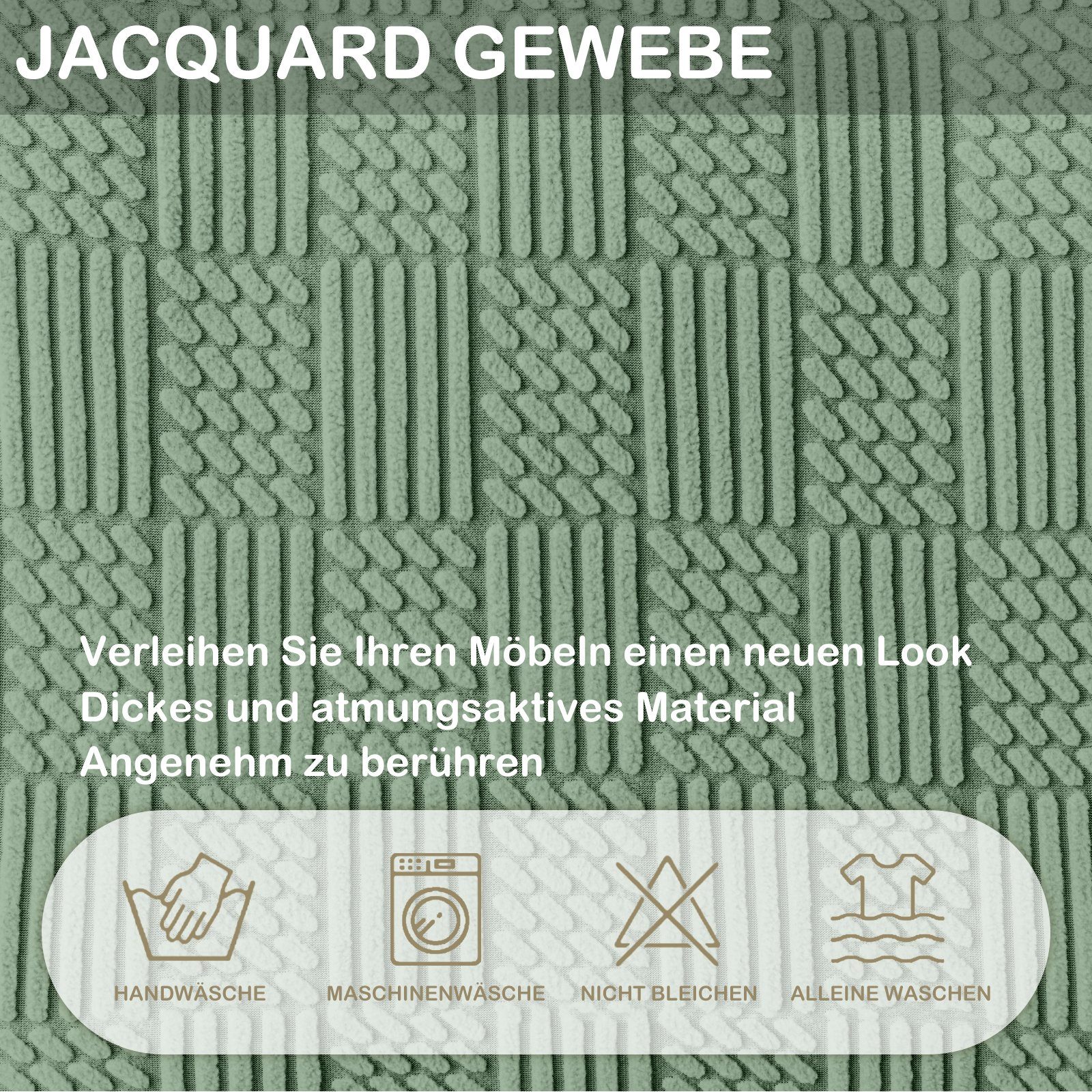 4 Jacquard- Farben Stretch Teile Relaxsesselhusse für Liegestuhlbezug Einfarbig, Sesselhusse Möbelschutz Grün BTTO, 5 Heimdekoration