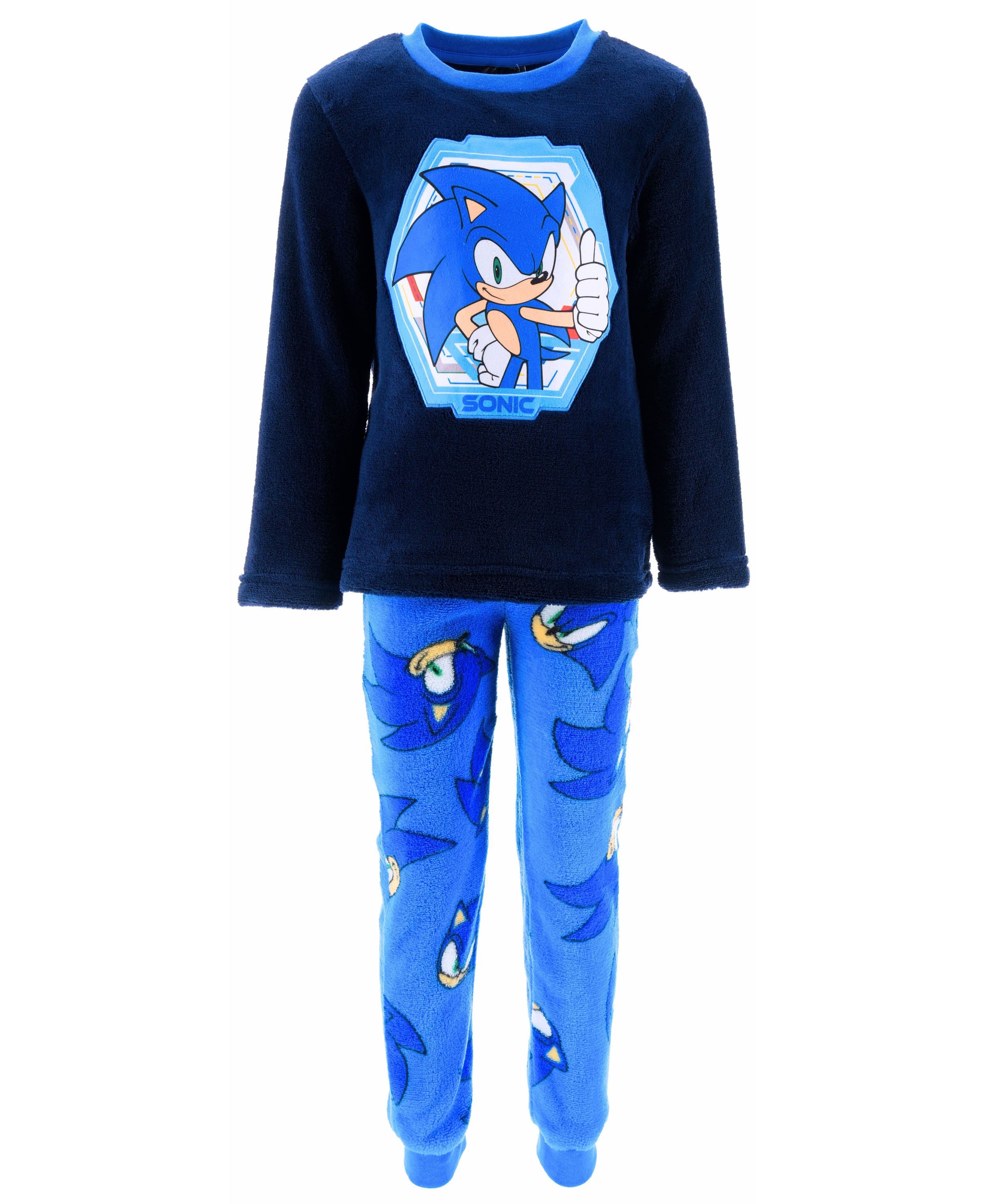 Sonic The Hedgehog Schlafanzug SEGA (2 tlg) Kinder Fleece Pyjama langarm Gr. 98 - 128 cm