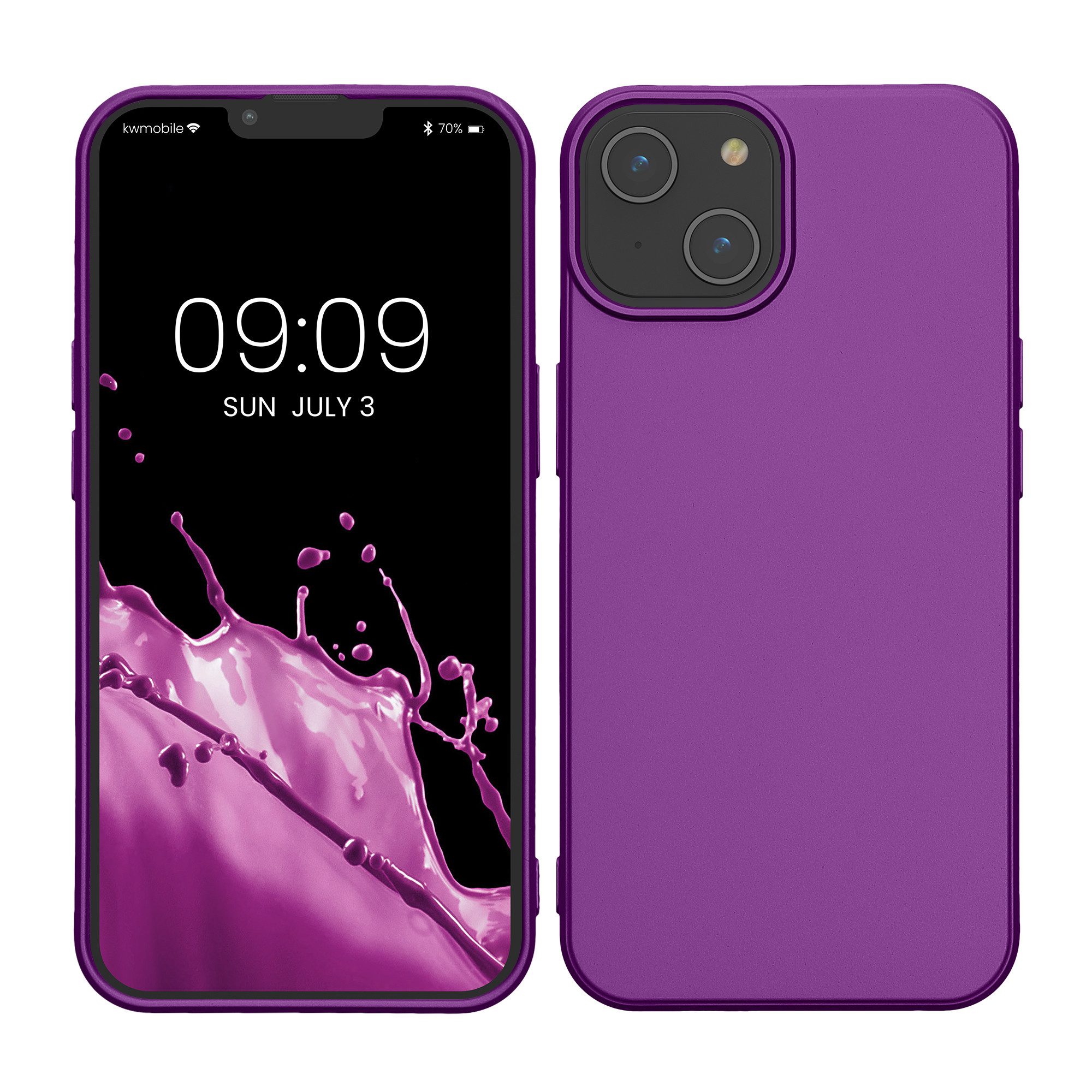 kwmobile Handyhülle Case für Apple iPhone 14, Hülle Silikon metallisch schimmernd - Handyhülle Cover