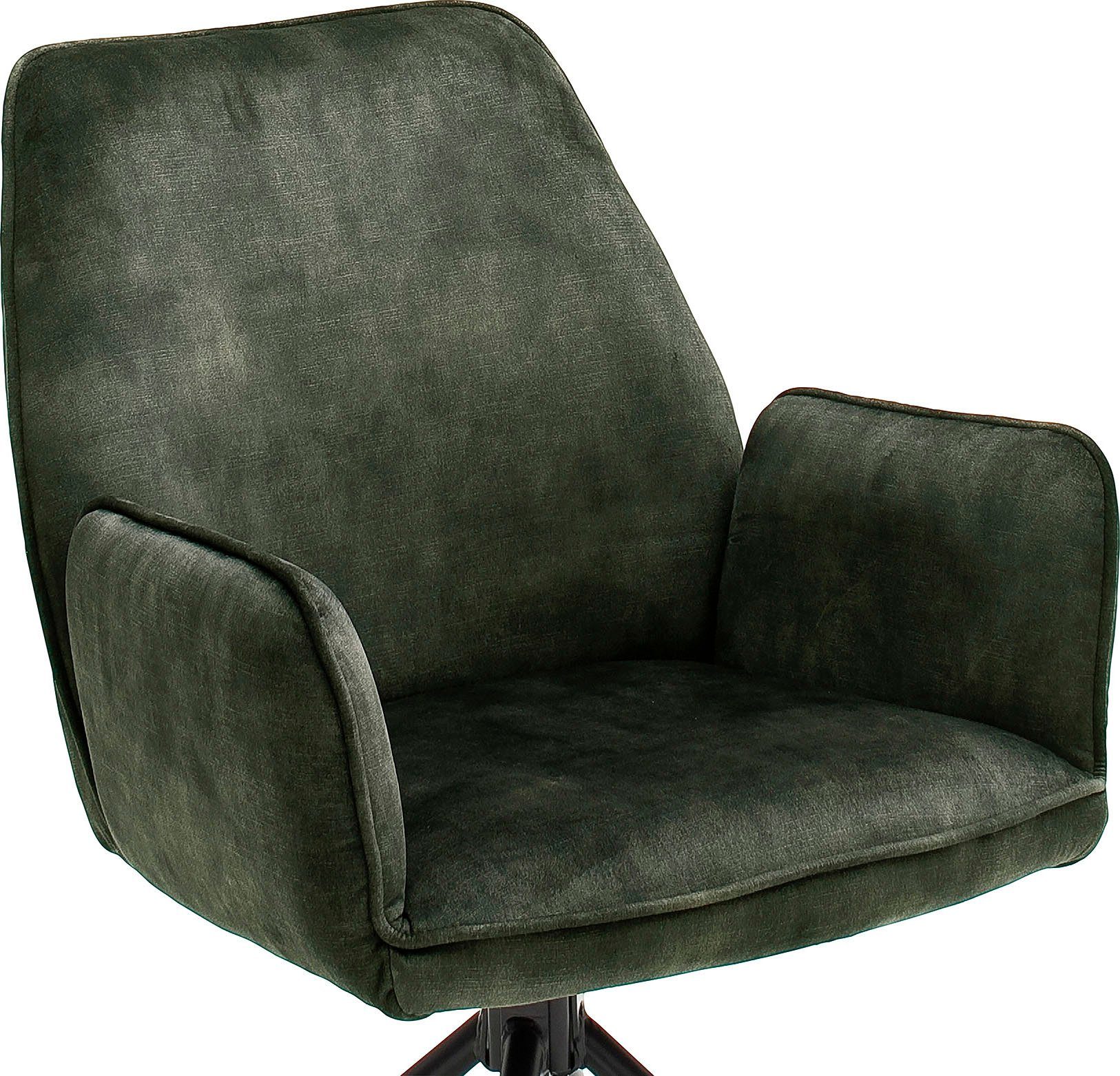 | Kg Ottawa MCA Keder, Olive belastbar furniture Vintage 2 mit Esszimmerstuhl bis Olive St), 120 Armlehne Stuhl Veloursoptik mit (Set,