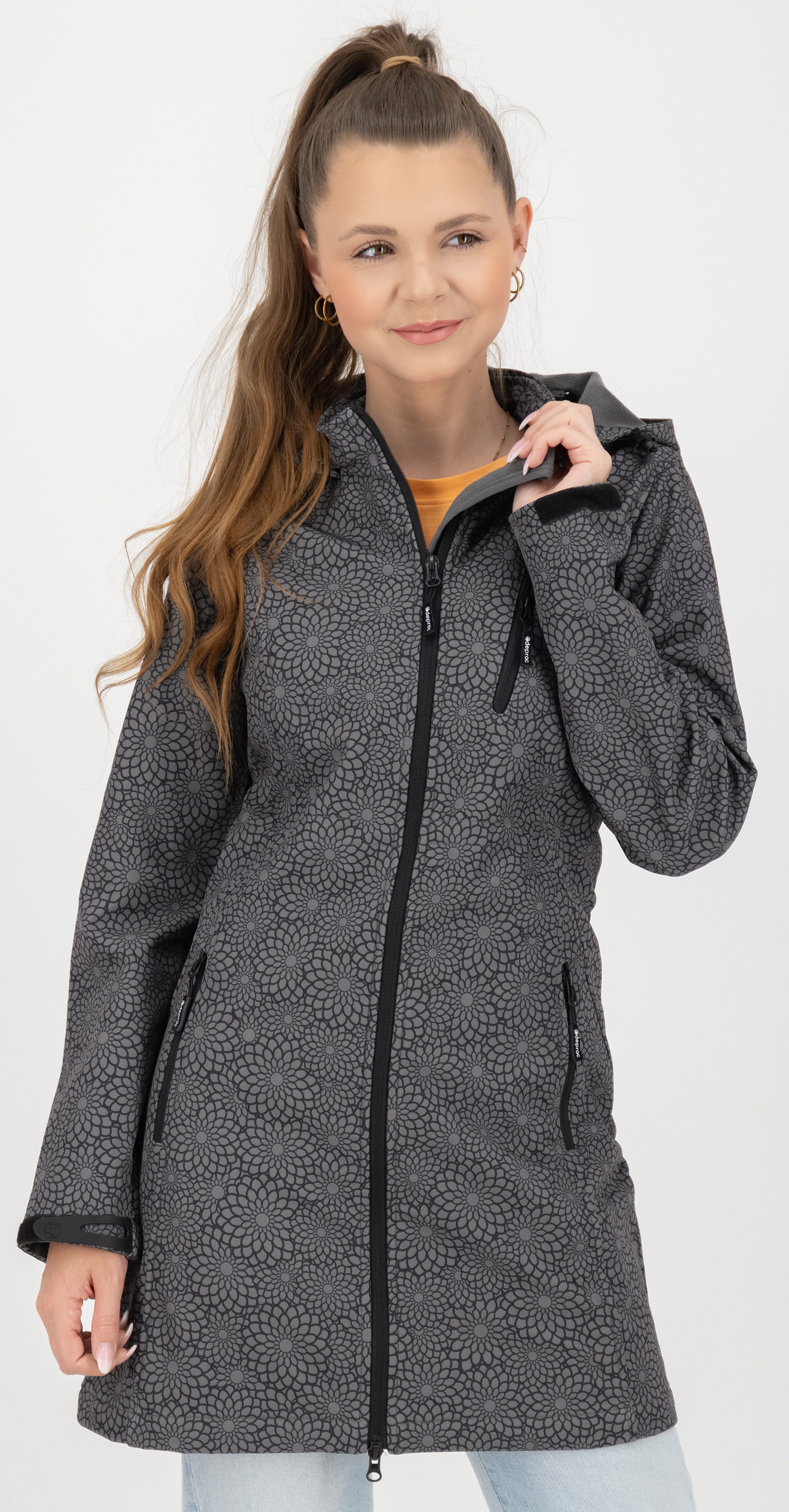 DEPROC Active Softshellmantel SHELBY PEAK XII Softshell Kurzmantel Longjacket leichter Softshell Kurzmantel mit abnehmbarer Kapuze