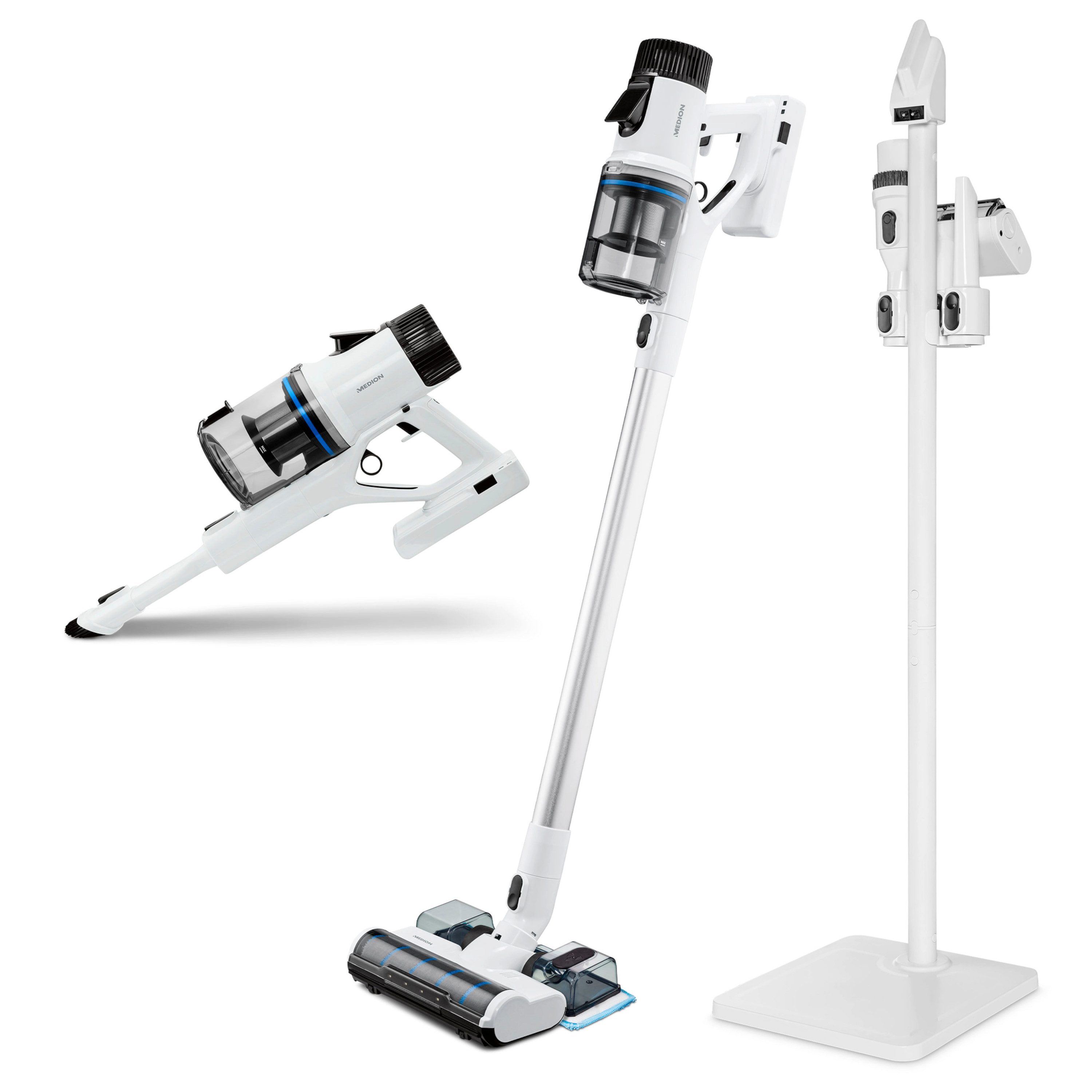 Medion® Stielstaubsauger MEDION LIFE P400 W Akku-Staubsauger, 400 W, LED-Touch-Displ., Einstell. Saugleistung (Eco/Auto/Max)