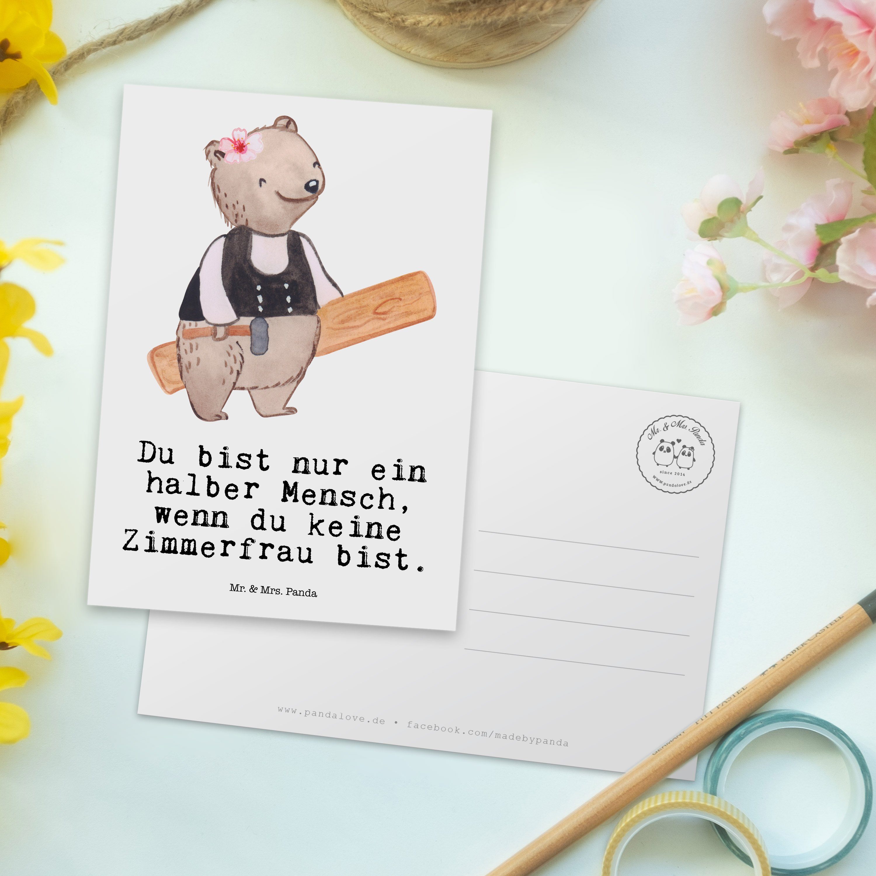 Einladungskarte, mit Panda Mrs. Sc Herz Zimmerfrau - Mr. - Weiß Geschenk, Grußkarte, Postkarte &