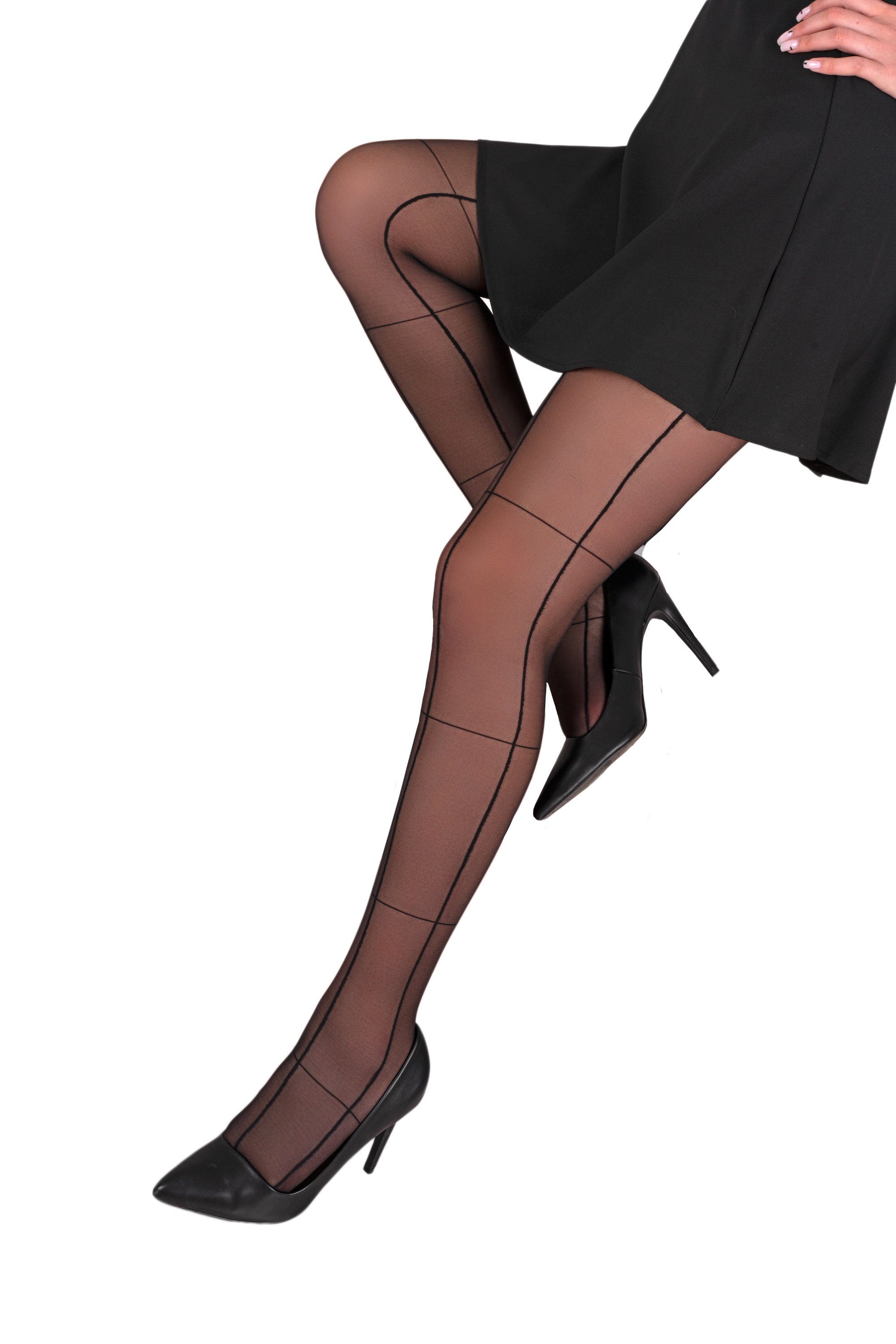 Livco Corsetti Fashion Feinstrumpfhose Strumpfhose schwarz elastisch transparent Muster 20 DEN (1 St)