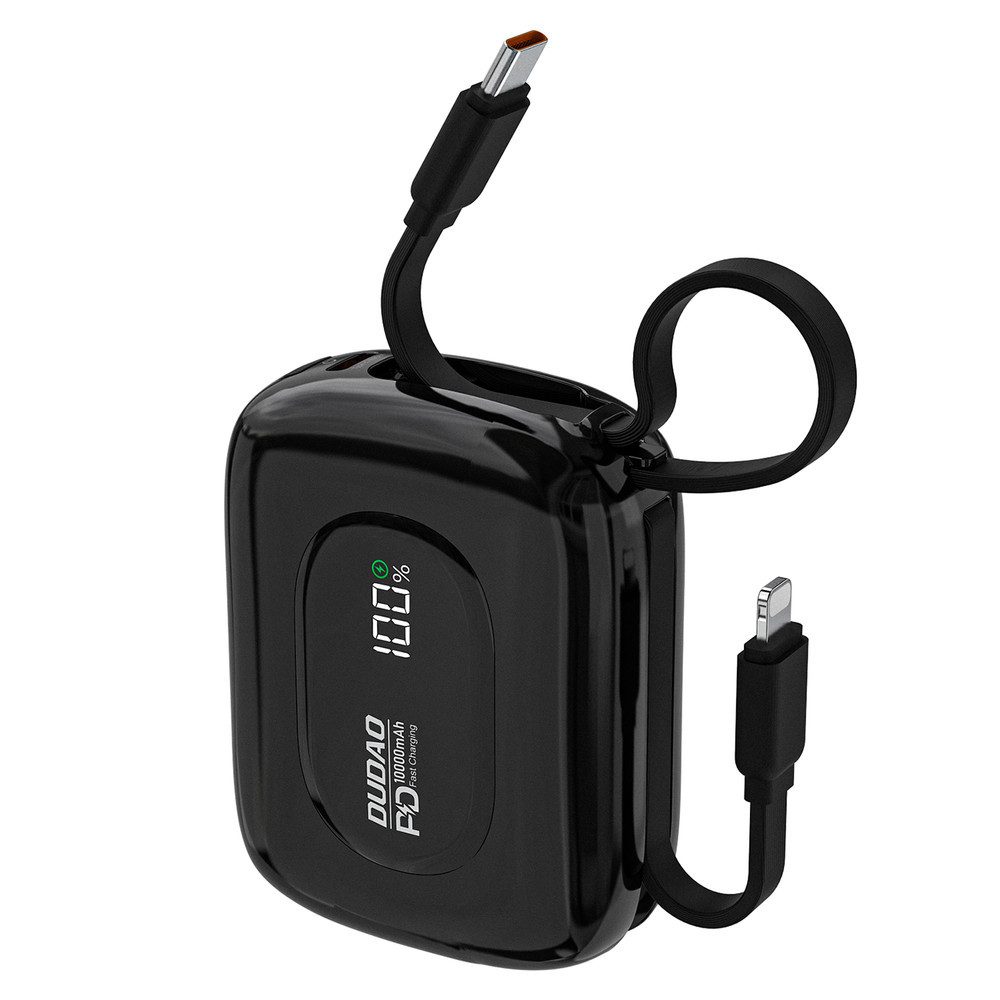 Dudao Taschenakku Schnelllader Powerbank 10000 mAh (1 St), 22,5W PD-Laden, USB-C & Lightning Kabel integriert
