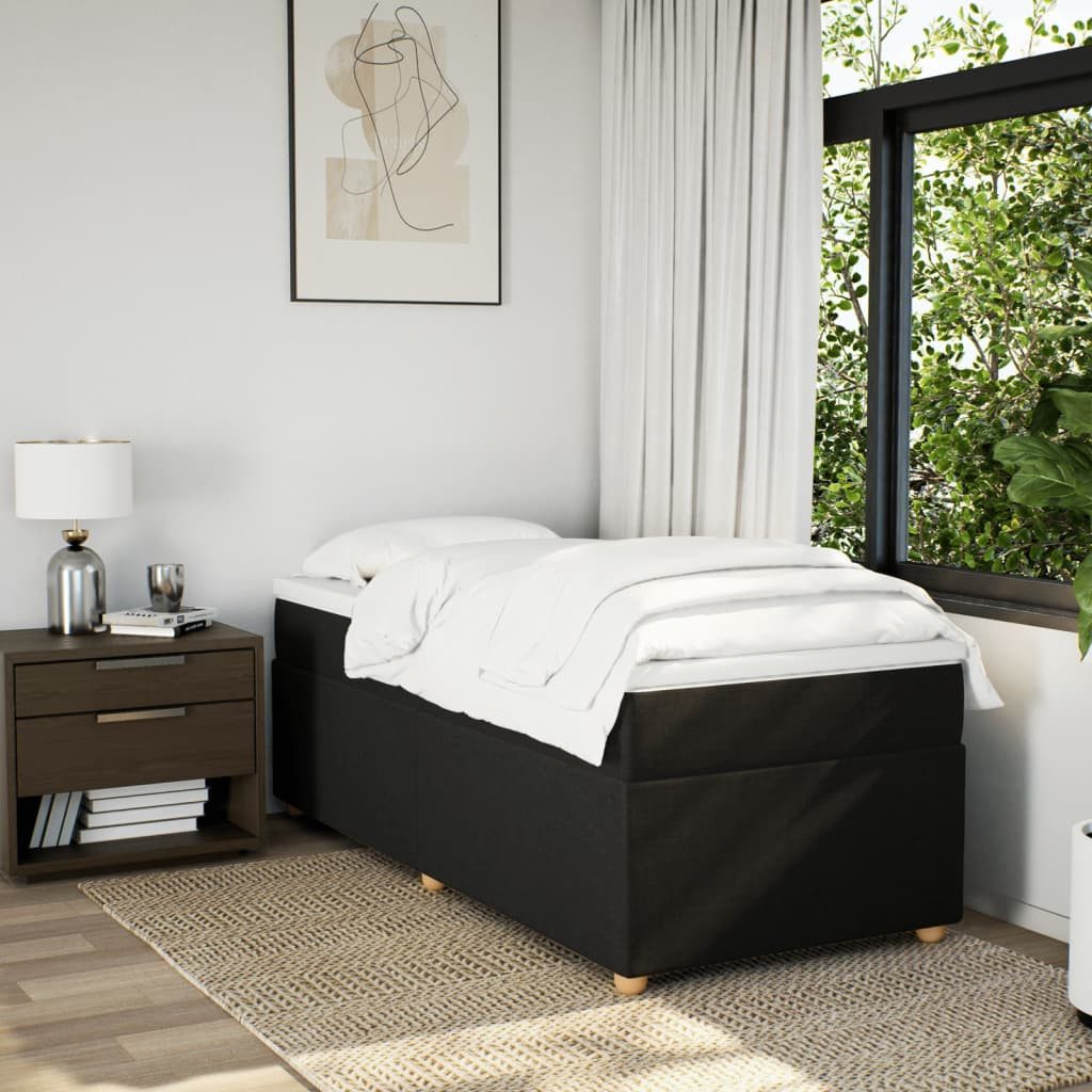 vidaXL Bett Boxspringbett mit Matratze Schwarz 90x200 cm Stoff