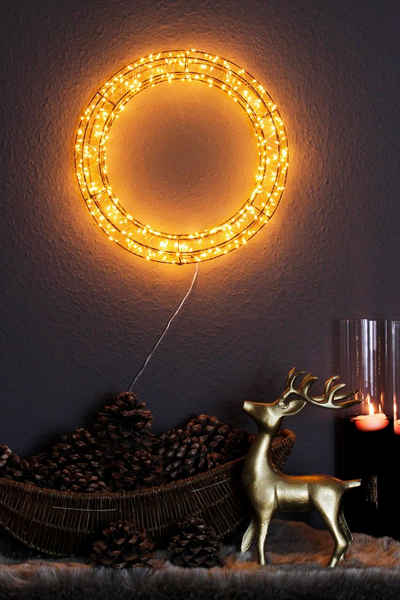 Arnusa LED Dekolicht »Kranz Leuchtkranz bernsteinfarben Weihnachtsbeleuchtung«, Türkranz Weihnachtsdekoration