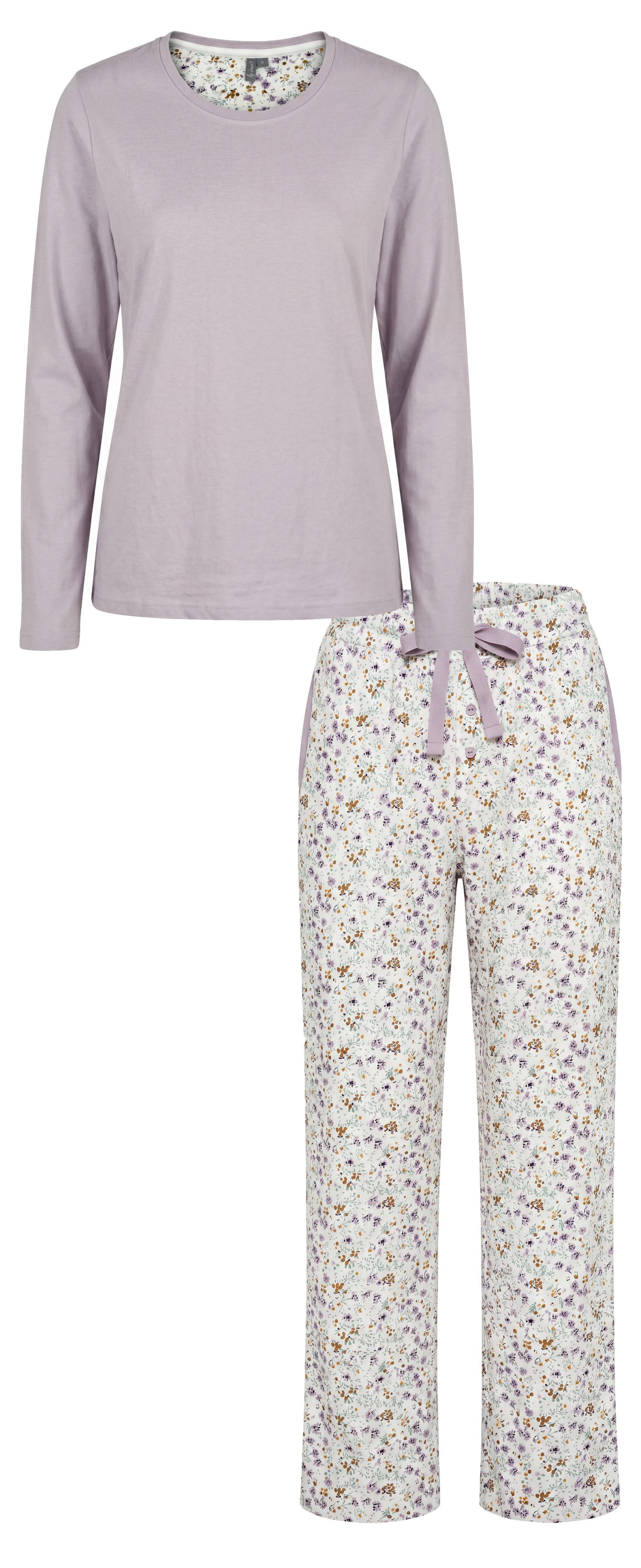 By Louise Schlafanzug Damen Pyjama Streublumen (2 tlg) Baumwolle