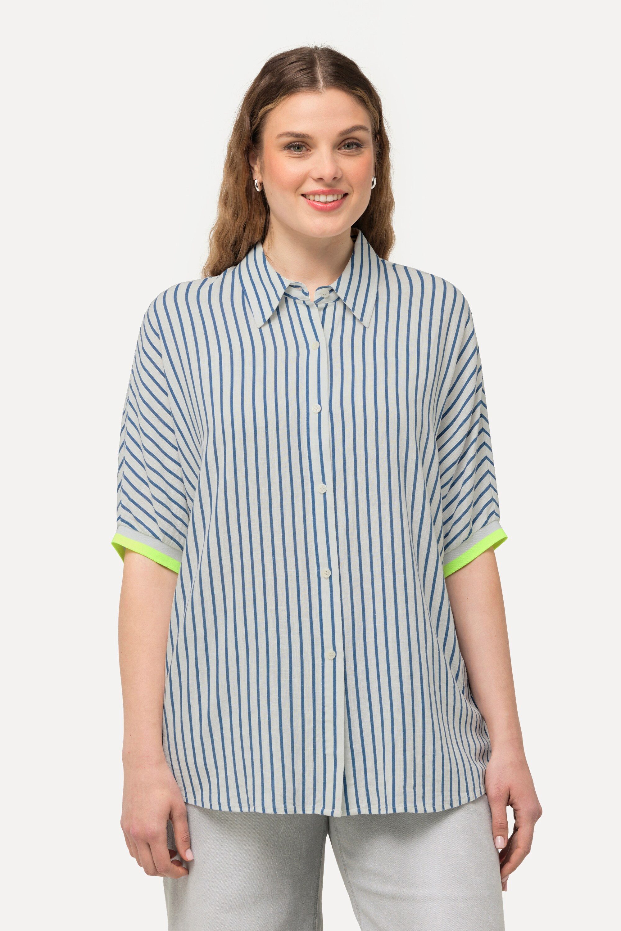 Ulla Popken Hemdbluse Hemdbluse Leinenmix Oversized günstig online kaufen