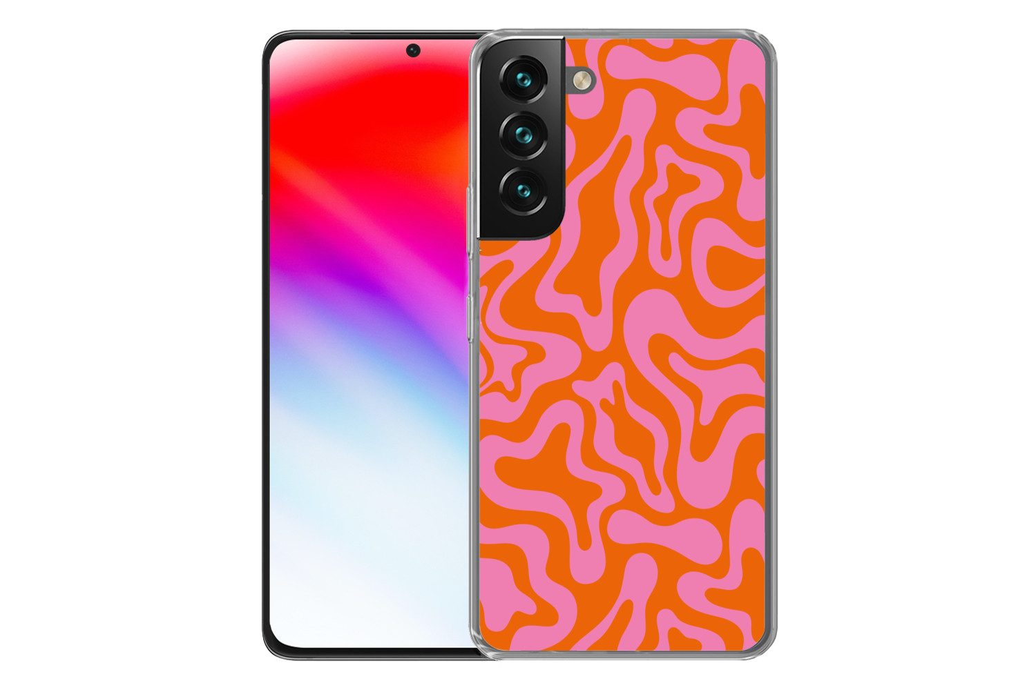 MuchoWow Handyhülle für Samsung Galaxy S22 Plus Muster - Rosa - Orange - Abstrakt - Modern, Phone Case, Silikon, Schutzhülle Dünn