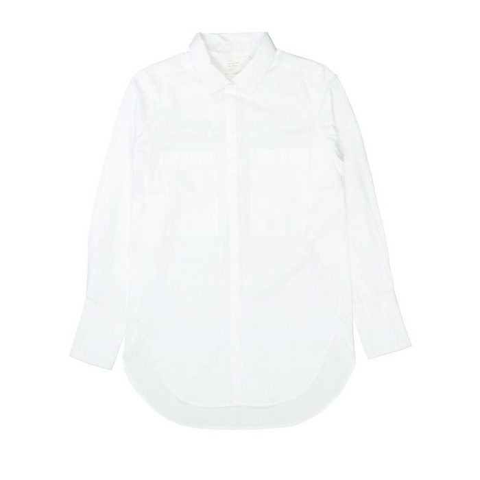 THE FASHION PEOPLE Longbluse Longbluse mit versteckter Knopfleiste - BRIGHT WHITE