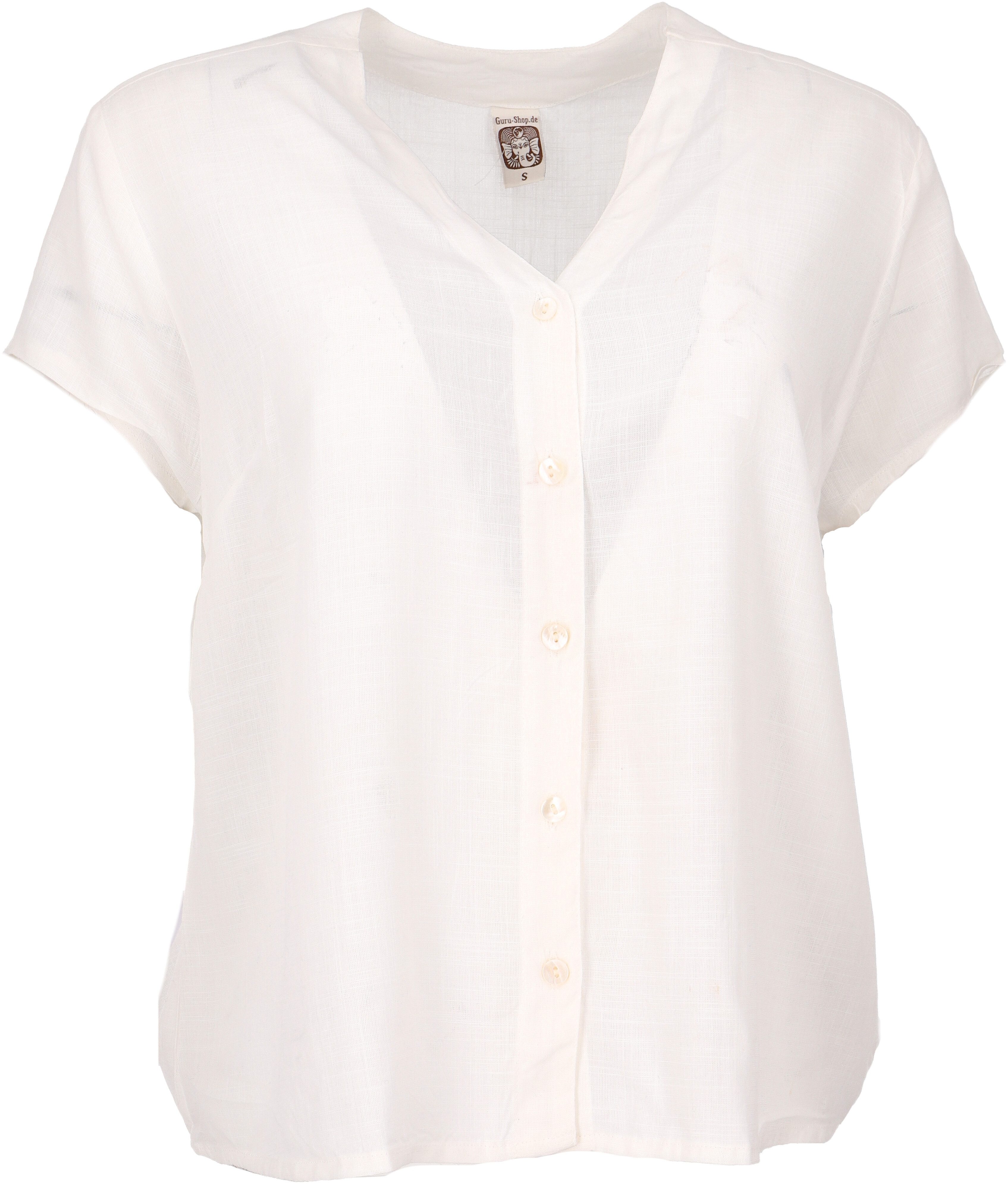 Guru-Shop Longbluse Luftiges Basic Blusentop, kurzarm günstig online kaufen