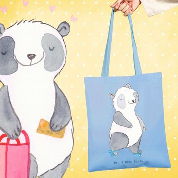 Mr. & Mrs. Panda Tragetasche Panda Inliner fahren - Sky Blue - Geschenk, Rollerblades, Beutel, Ein (1-tlg), Lange Tragegriffe