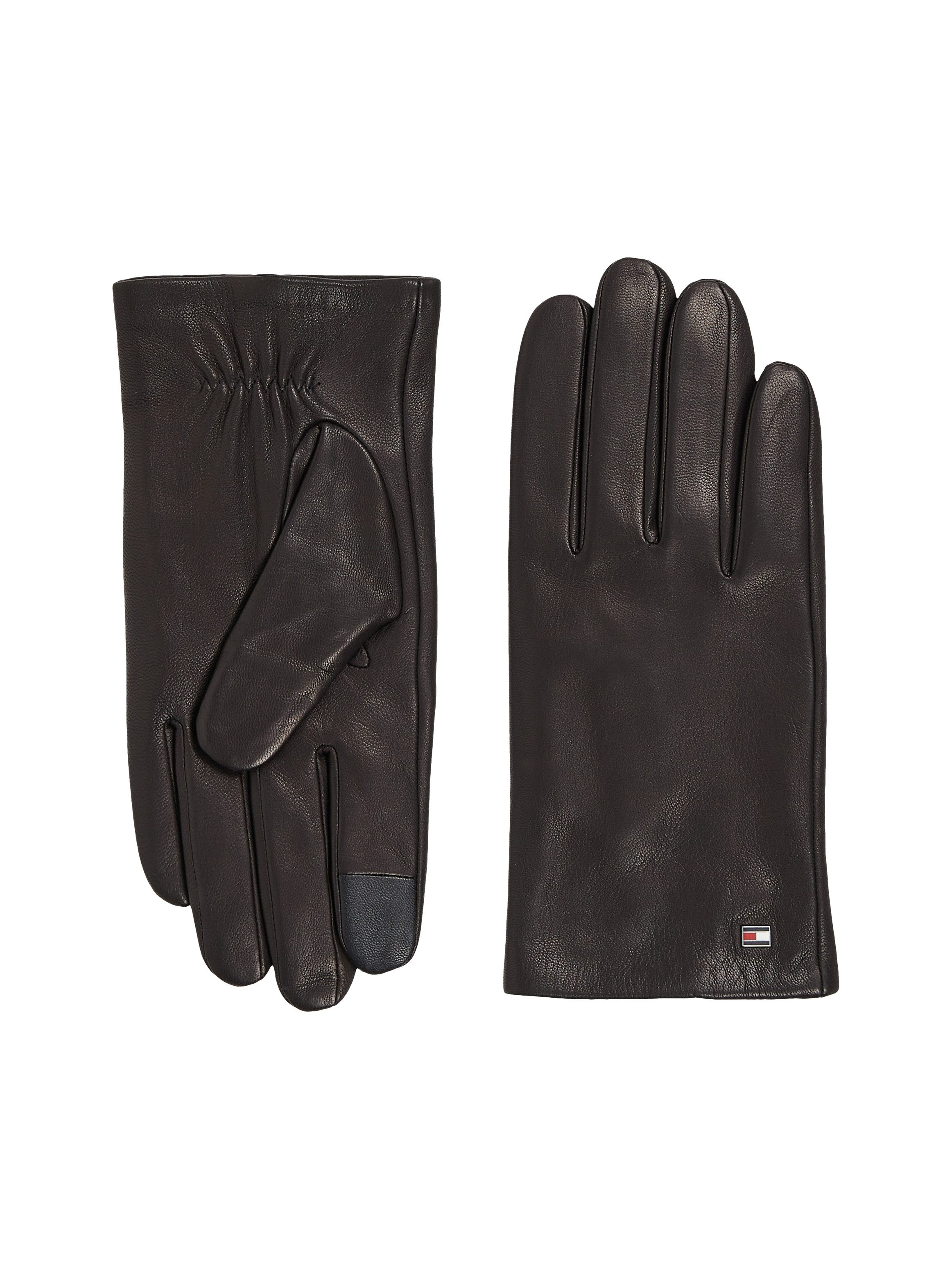 Tommy Hilfiger Lederhandschuhe ESSENTIAL FLAG LEATHER GLOVES mit Tommy Hilfiger Flagge