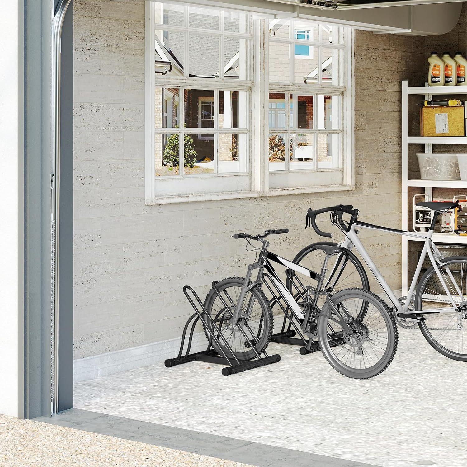 Woltu Fahrradständer (1-St), dreieckiger Bodenständer für 2 Fahrräder, aus Metall