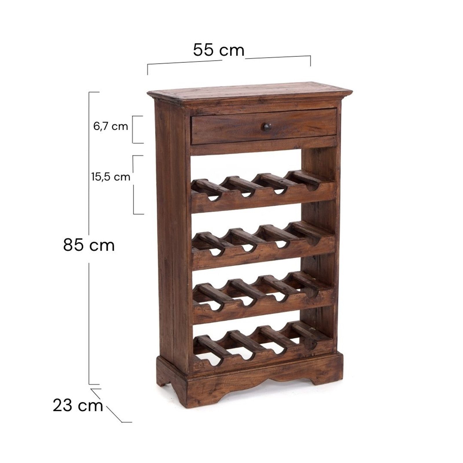 DESIGN DELIGHTS Weinregal WEINREGAL CORTEZ, 85x55cm(HxB) Flaschenregal aus Holz mit Schublade