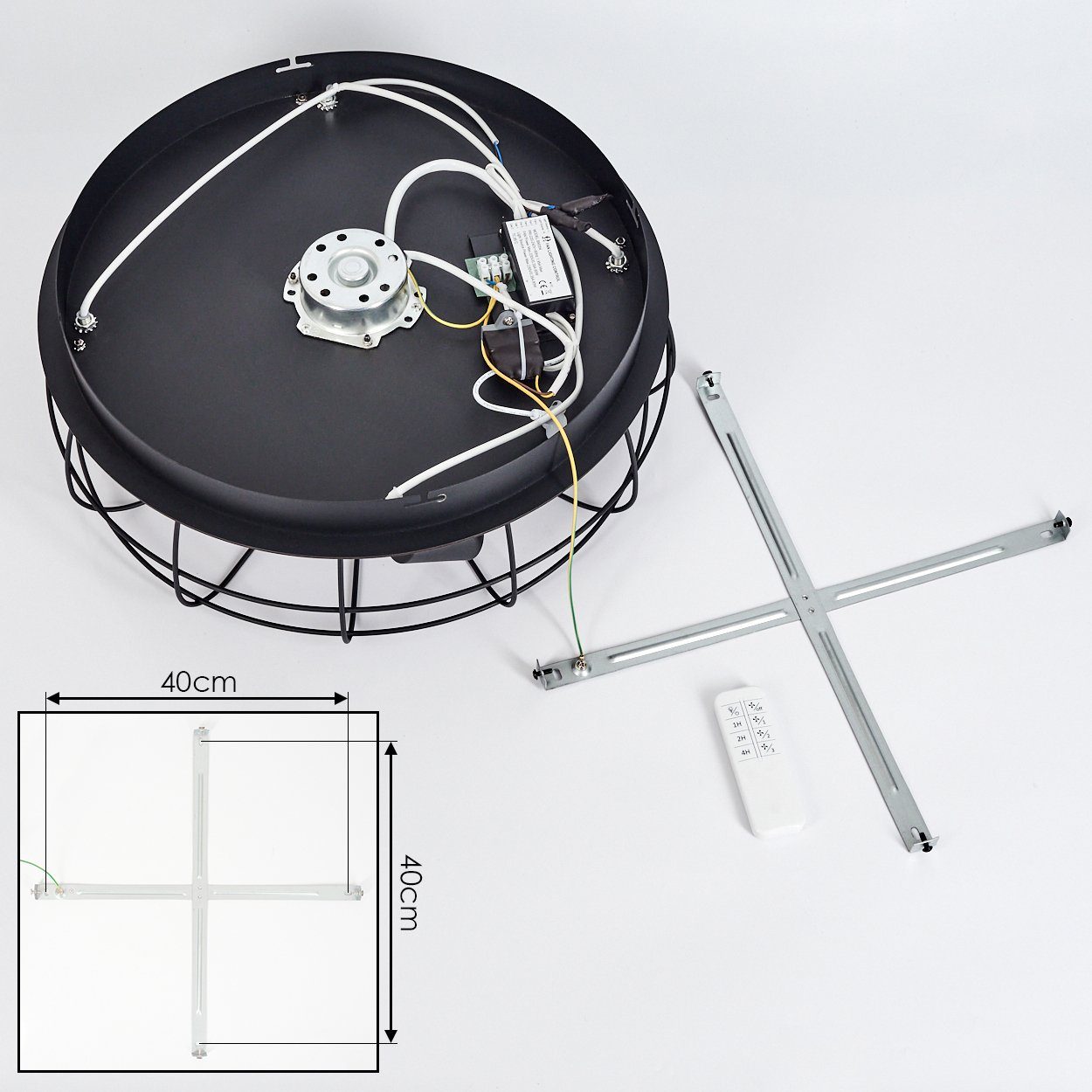 hofstein Deckenventilator »Pietrastornina« Schwarz/Holzoptik Ventilator, Metall/Kunststoff