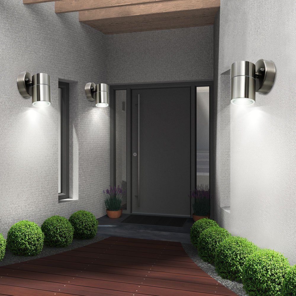 inklusive, Außen 3er Set etc-shop LED Leuchten Beleuchtung Wand Haus Leuchtmittel Fassaden Außen-Wandleuchte, Warmweiß, Tür