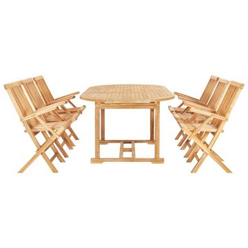 vidaXL Garten-Essgruppe 7-tlg Garten-Essgruppe 150-200 x 100 x 75 cm Massivholz Teak Ausziehti